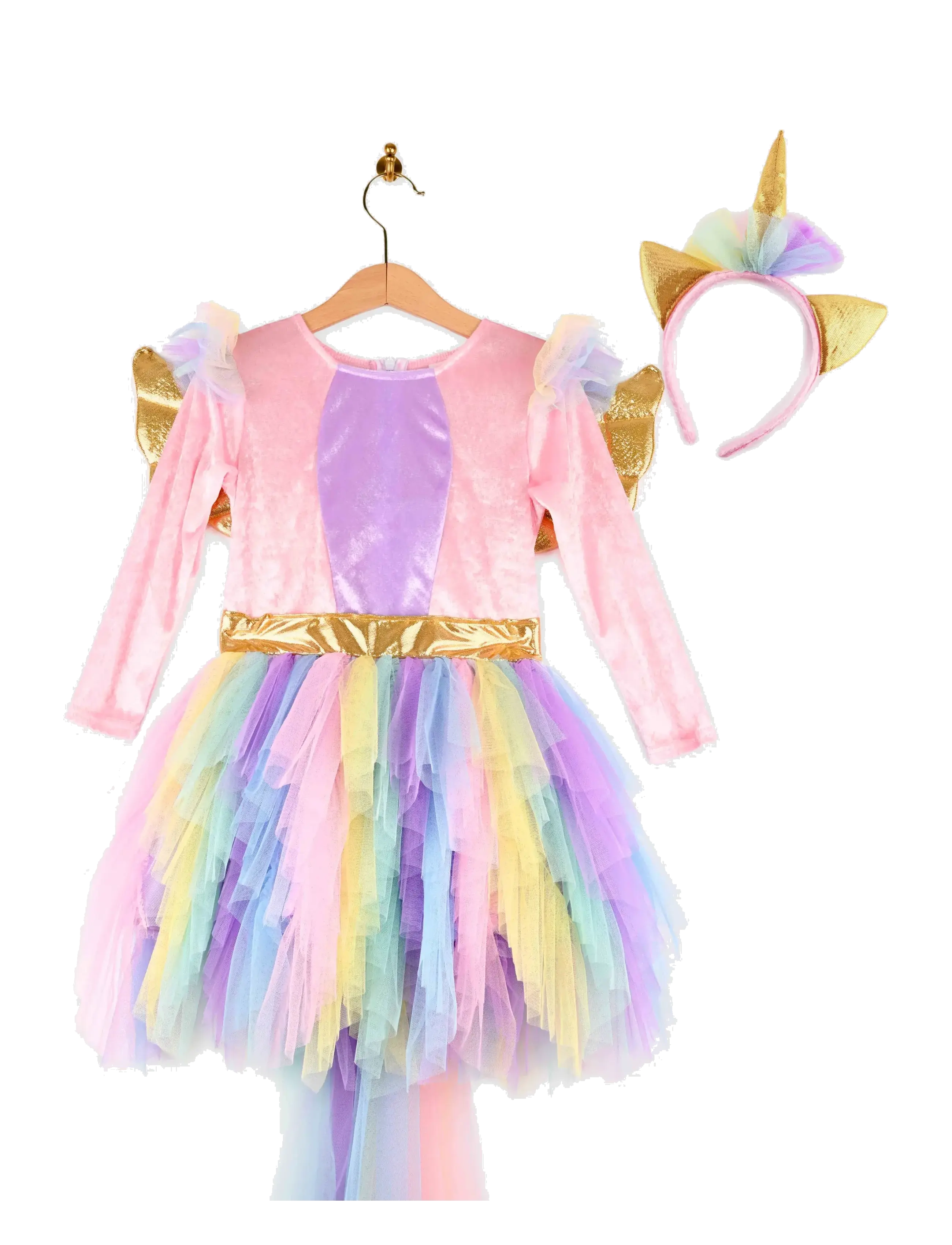 DEN GODA FEN Kleid Unicorn W Diadem Pink - 110/116 - Kinder