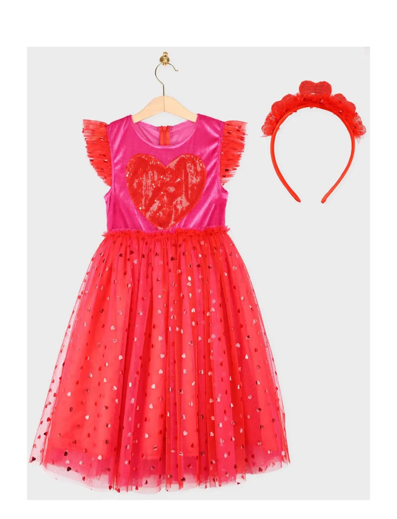 DEN GODA FEN Kleid Of Love Set Rot - 122/128 - Kinder