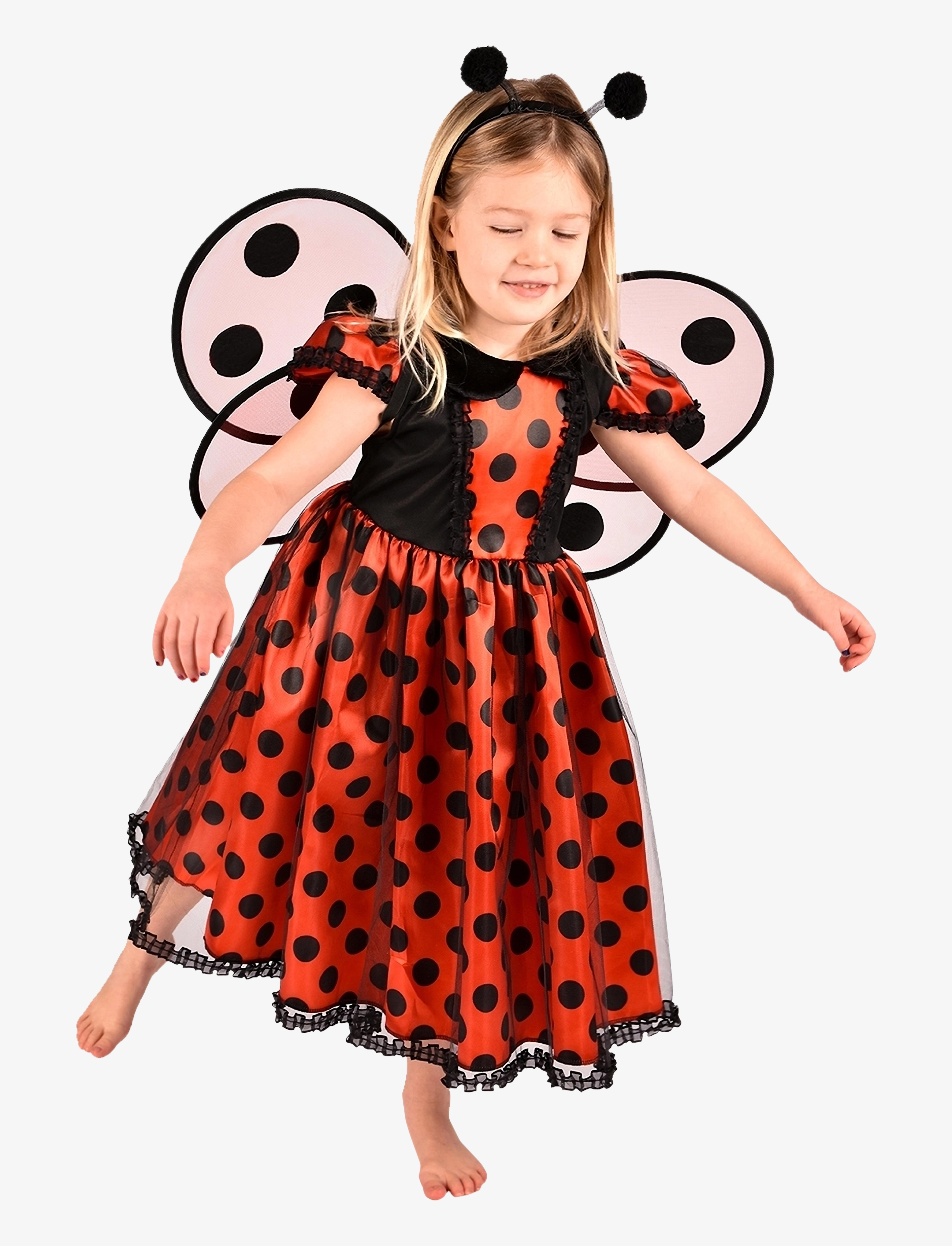 Den goda fen Ladybug Costume, Character Costumes, Rød, Str: 110-116