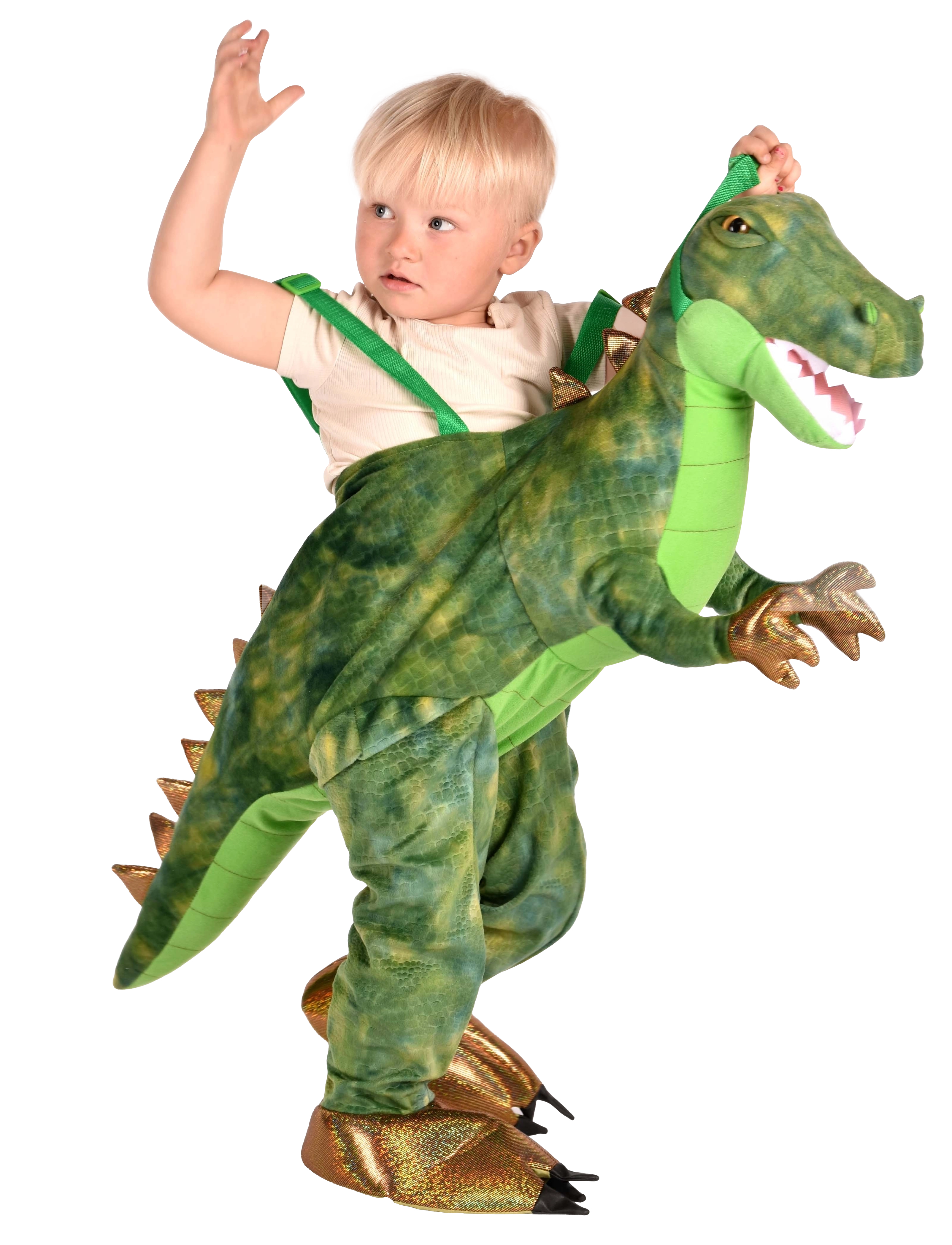 DEN GODA FEN Jump-In Dinosaur Costume Grün - One Size - Kinder