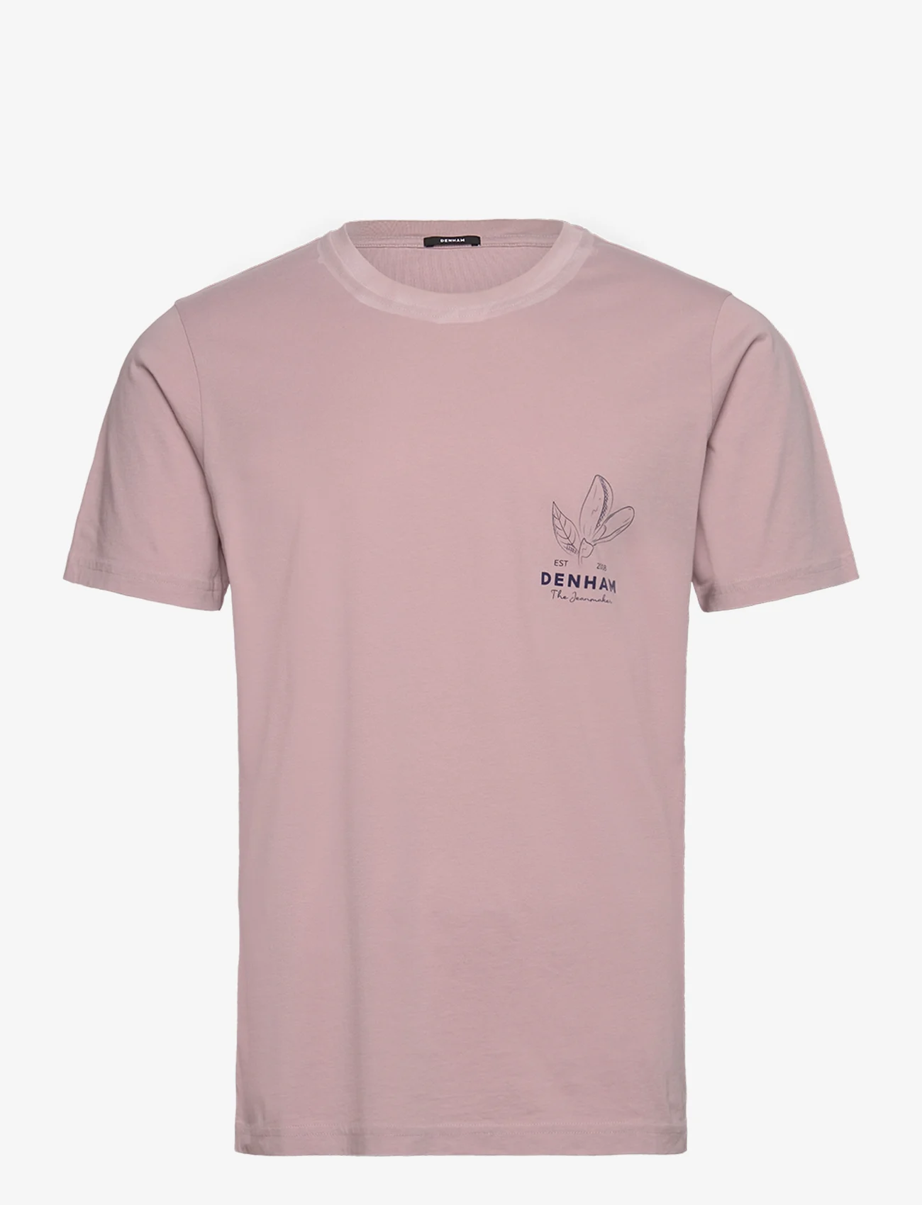 Denham - Indigo Flower Slim Tee - kortärmade t-shirts - fawn pink - 0