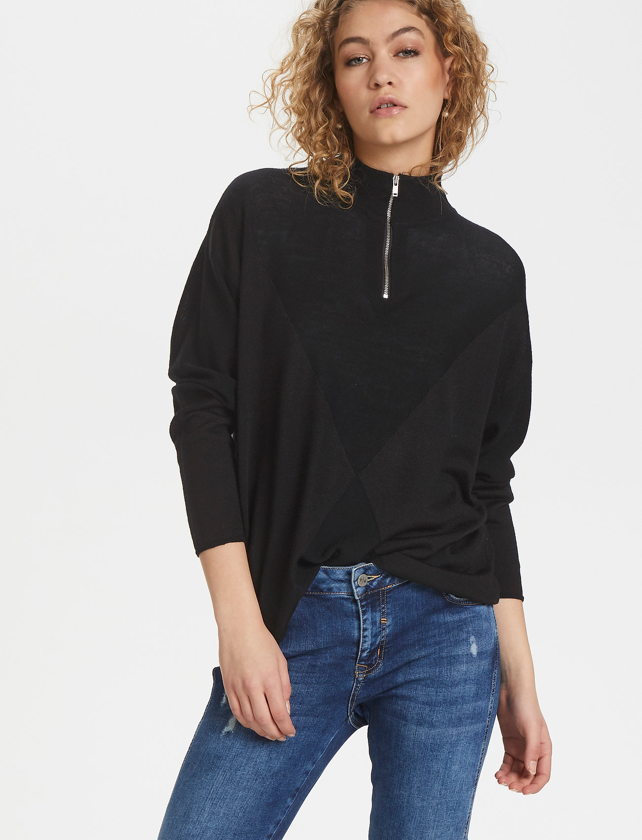 Denim Hunter 25 The Zipknit, XS, Black, Strik > Rullekrave, Dame