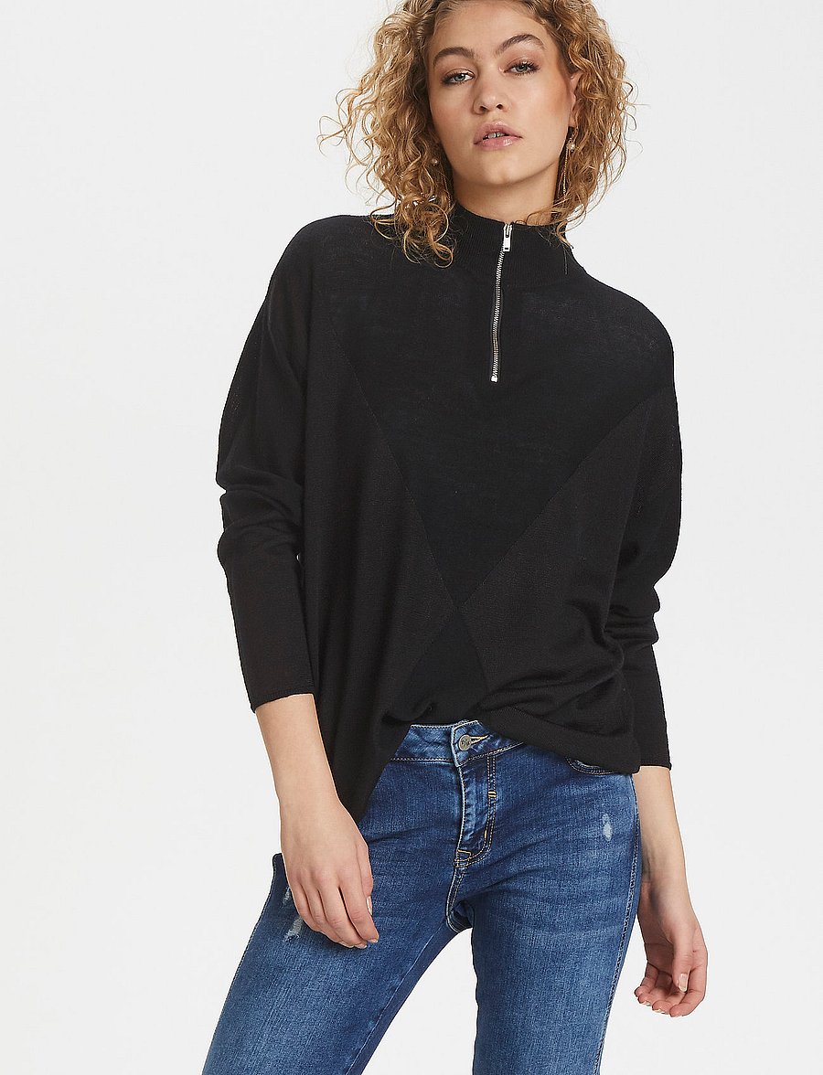 Denim Hunter - 25 THE ZIPKNIT - polotröjor - black - 0