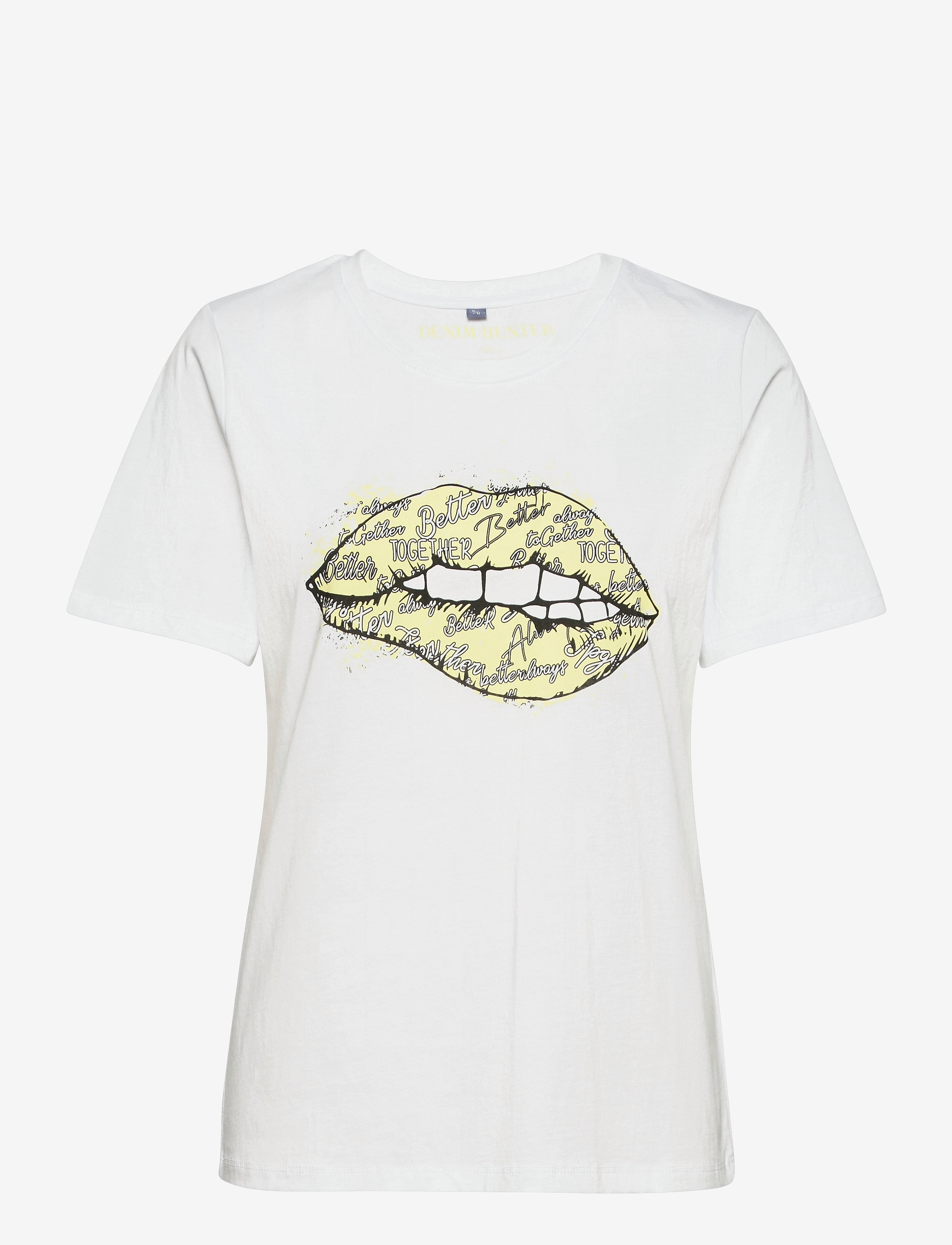 Denim Hunter - DHKiss T-shirt - bright white / yellow print - 1