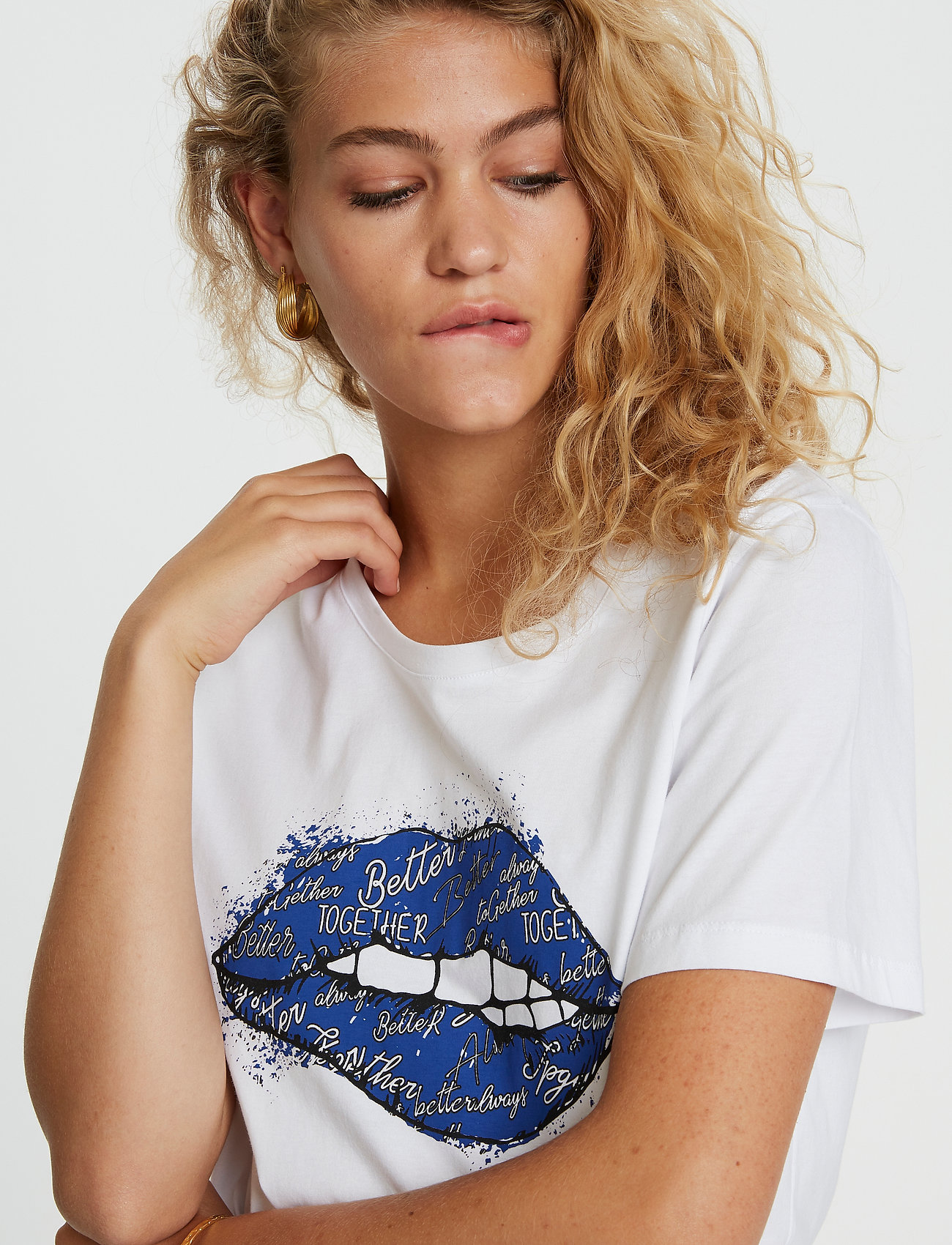 Denim Hunter - DHKiss T-shirt - bright white / yellow print - 4