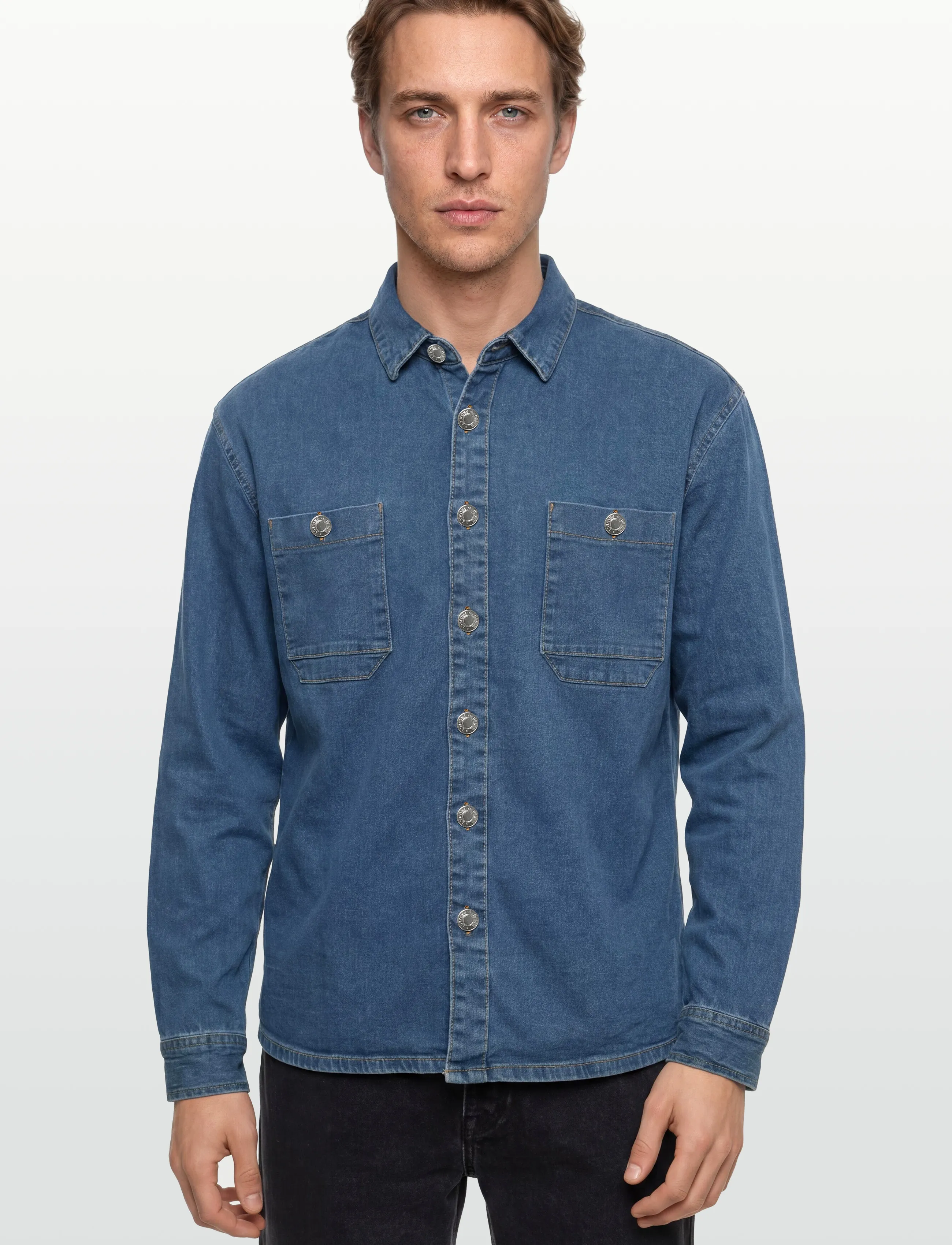 Denim Project - DP Loose Oversized Denim Shirt - sünnipäevakingitused - mid blue washed - 3