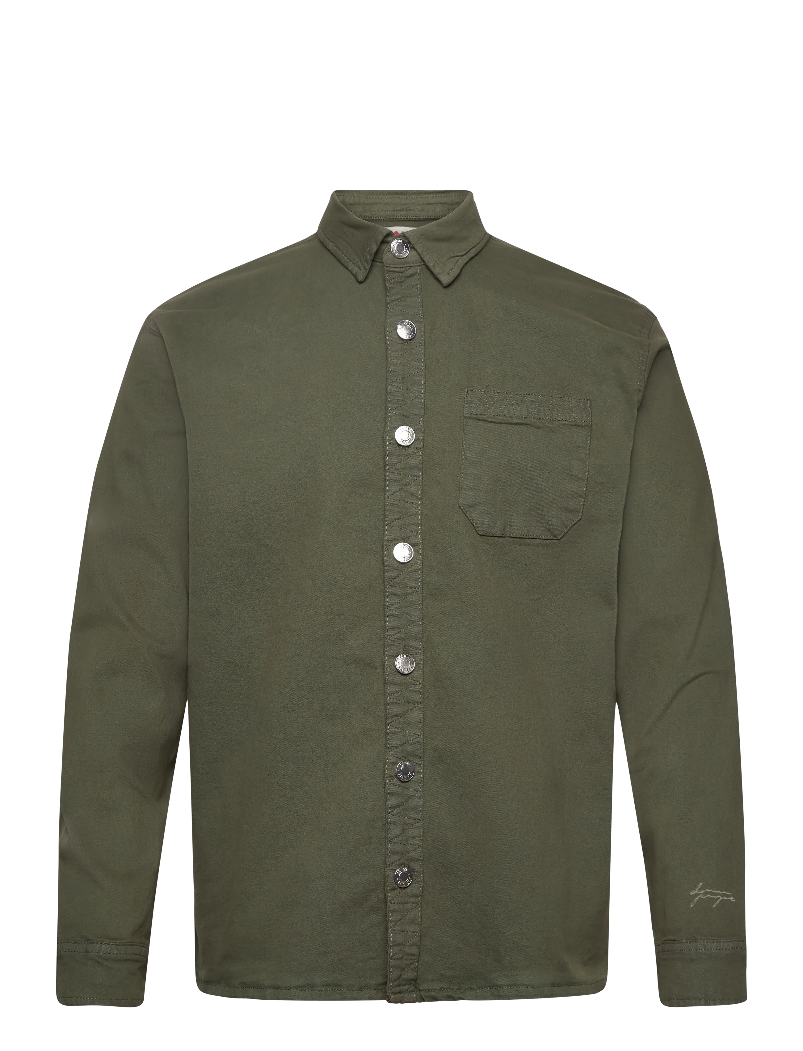 Denim Project DP Stitch Detail Denim Shirt - Denim Project - DUFFEL BAG GREEN / khaki/green