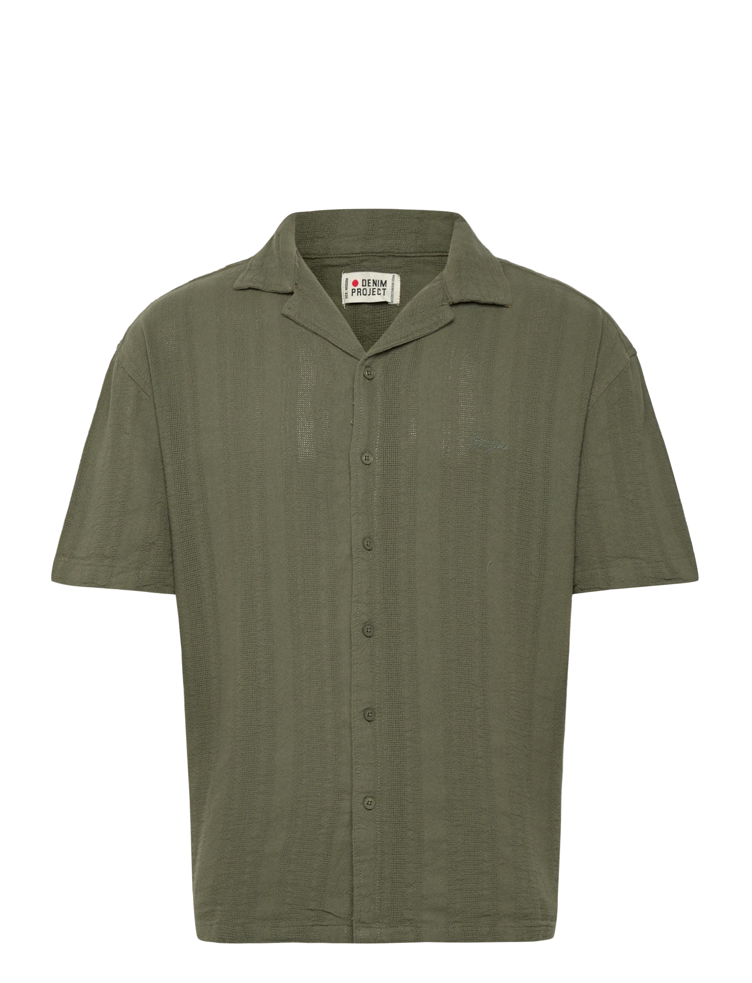 Denim Project DP Textured Cuban Shirt - Skjortor - OLIVE / khaki/green