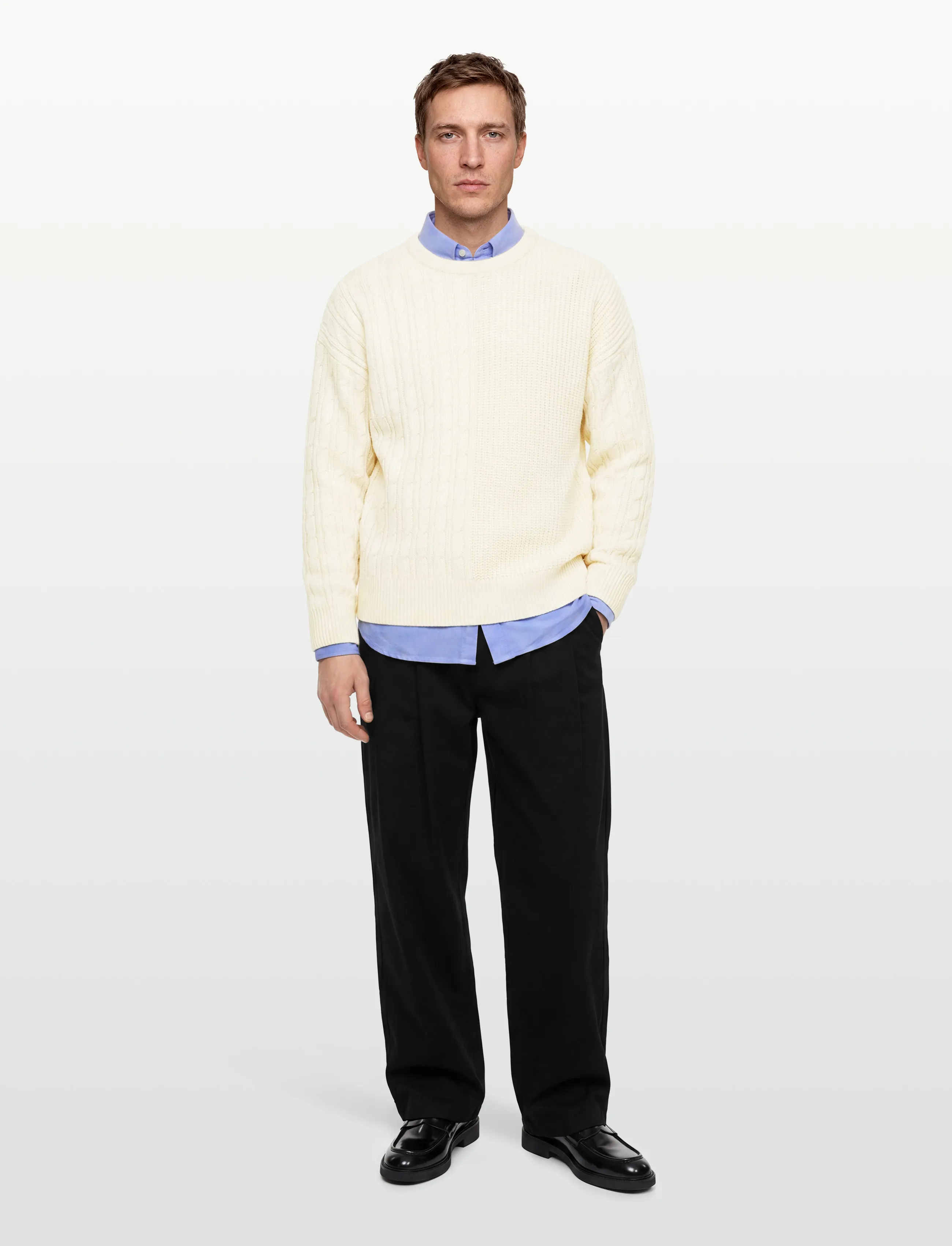 Denim Project - DP Knitted Combined Sweatshirt - laagste prijzen - off white - 0