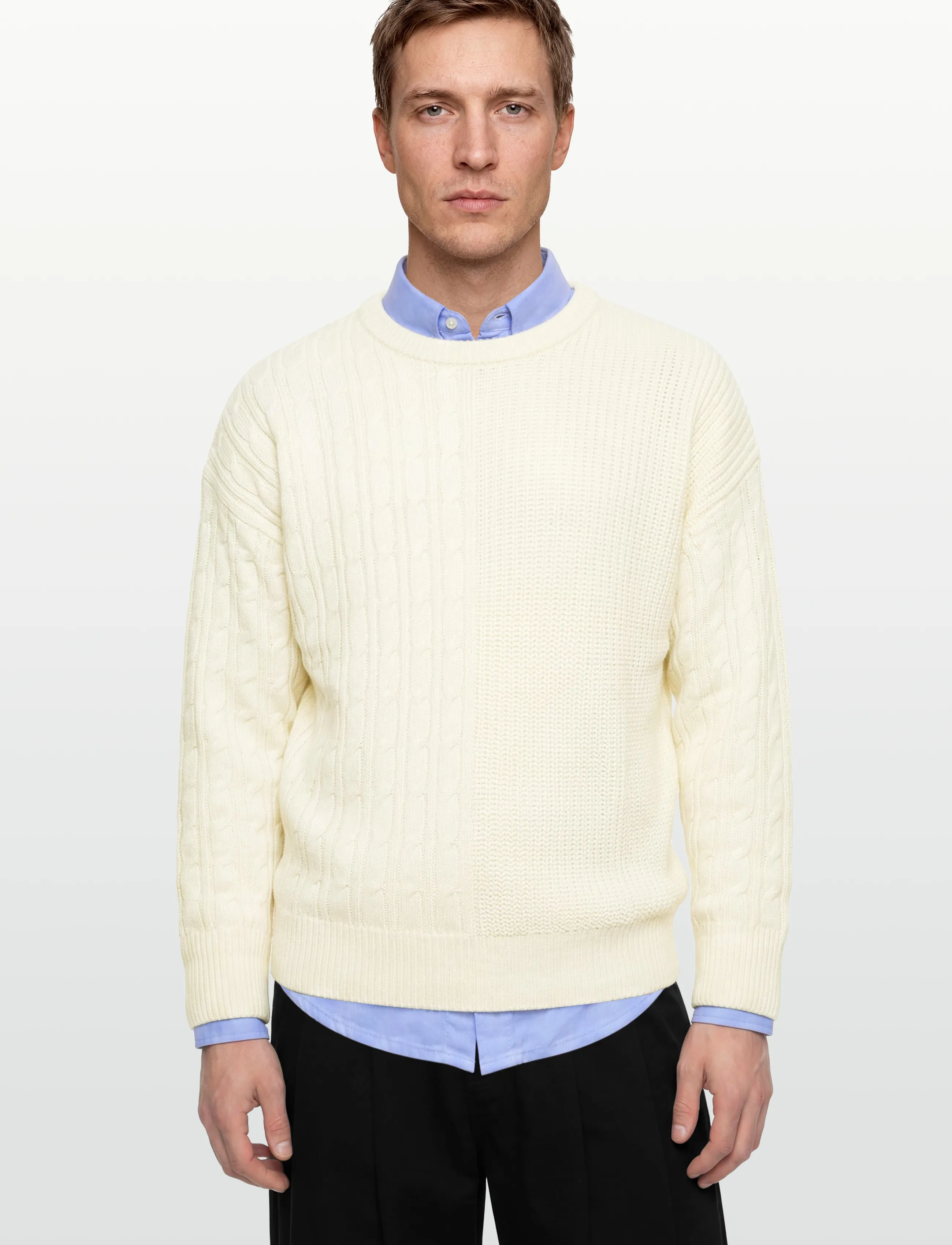 Denim Project - DP Knitted Combined Sweatshirt - laagste prijzen - off white - 3