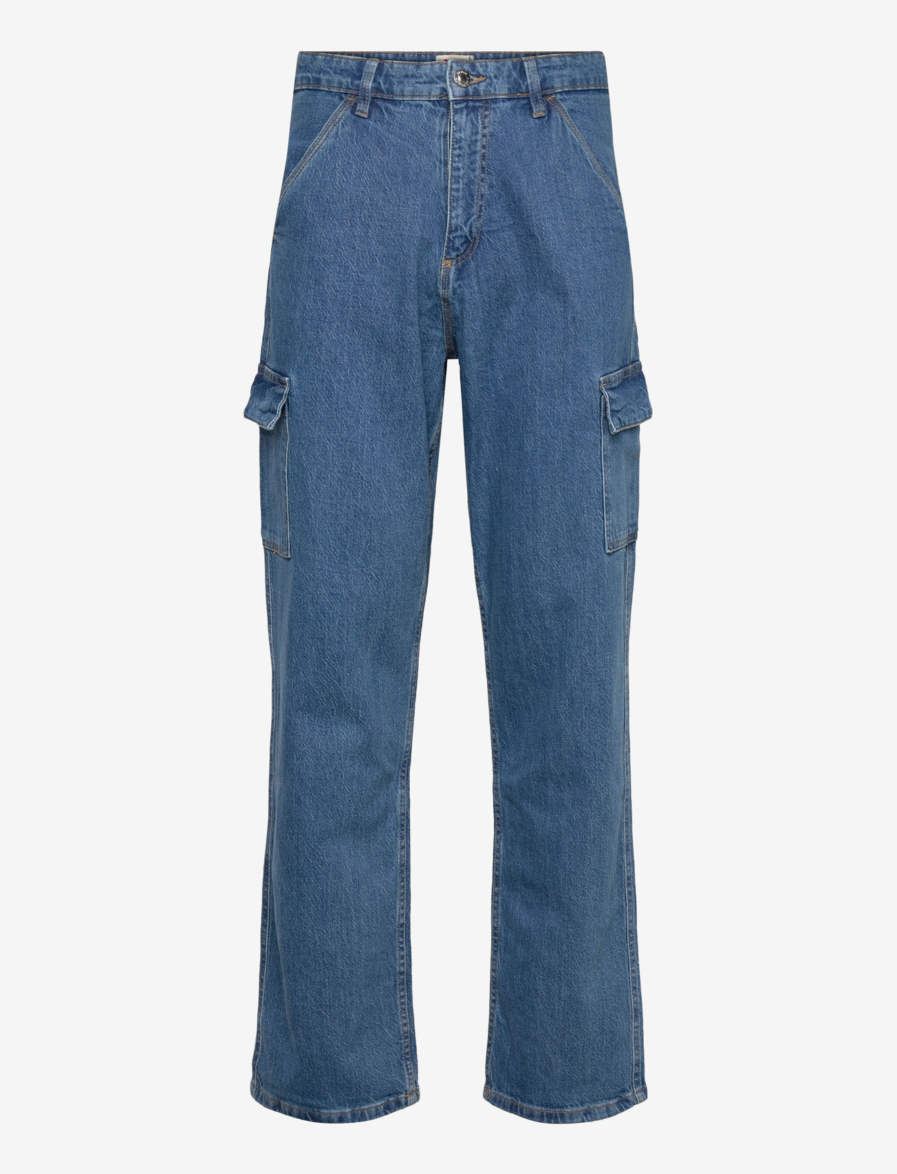 Denim Project - DP CARGO LOOSE JEANS - bukser & jeans - mid blue washed - 0