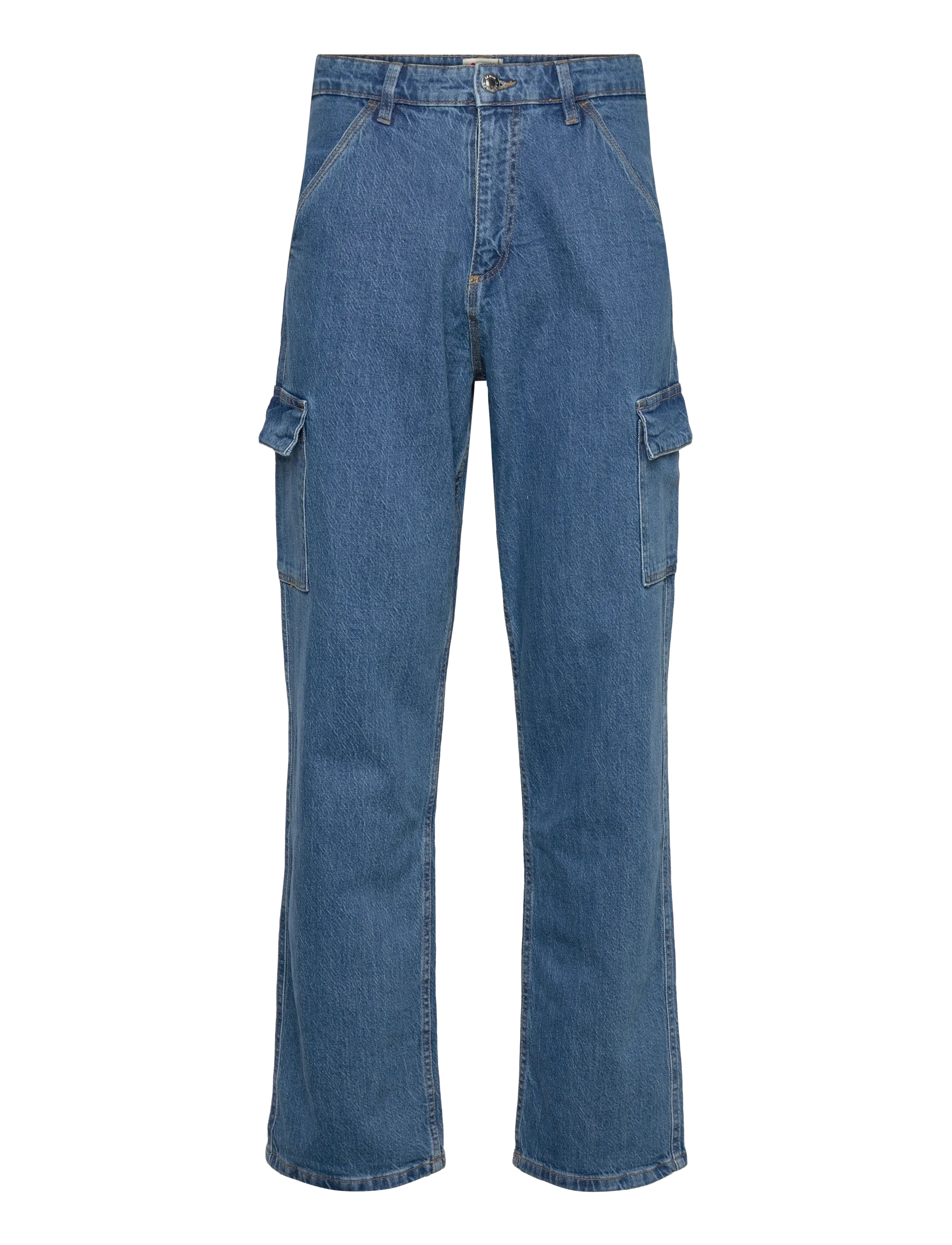 Denim Project DP CARGO LOOSE JEANS - Kläder - MID BLUE WASHED / blue