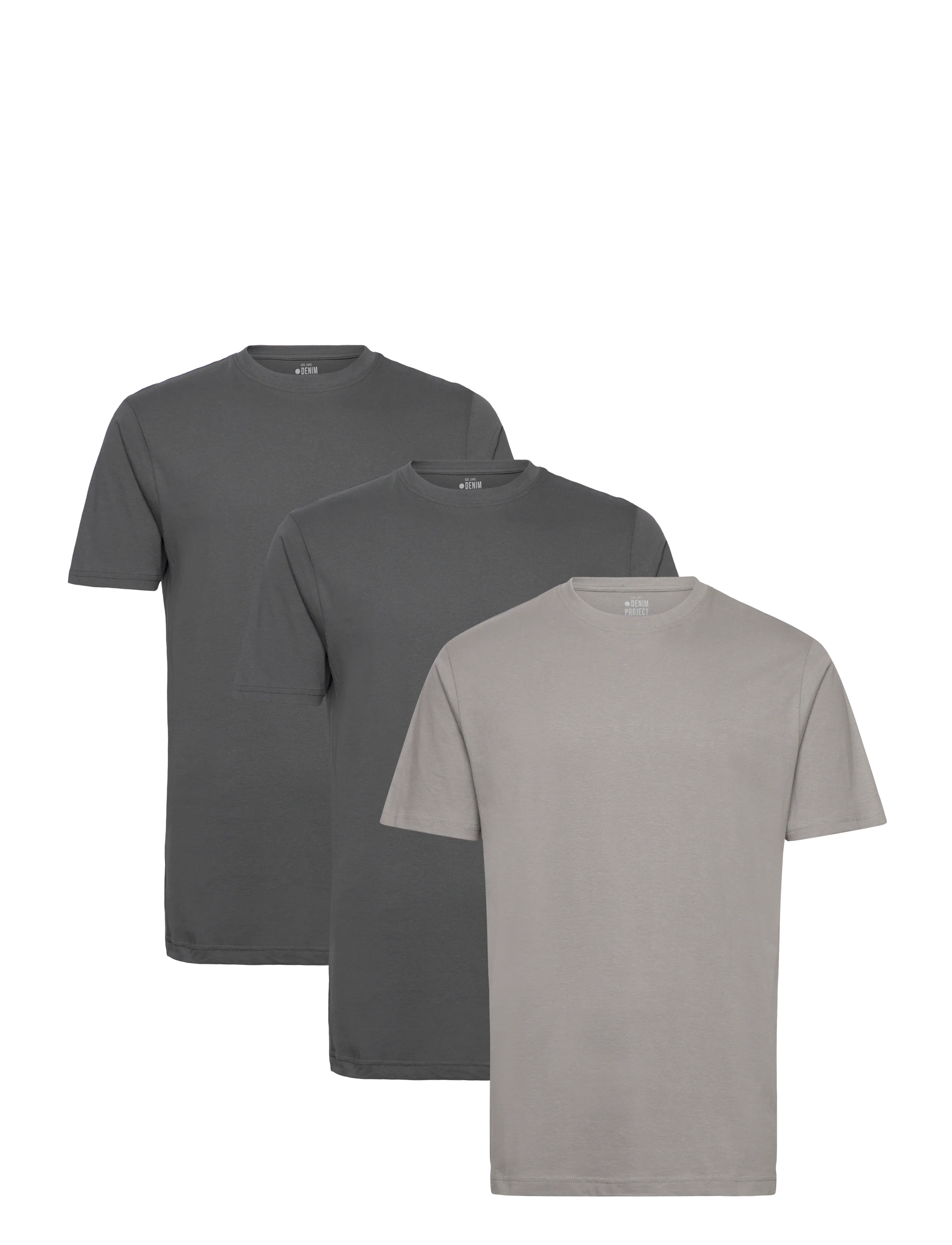 Denim Project DP 3 PACK T-SHIRTS - T-särgid - DKSHADOW/CASTORGREY/ULTIMGREY / grey