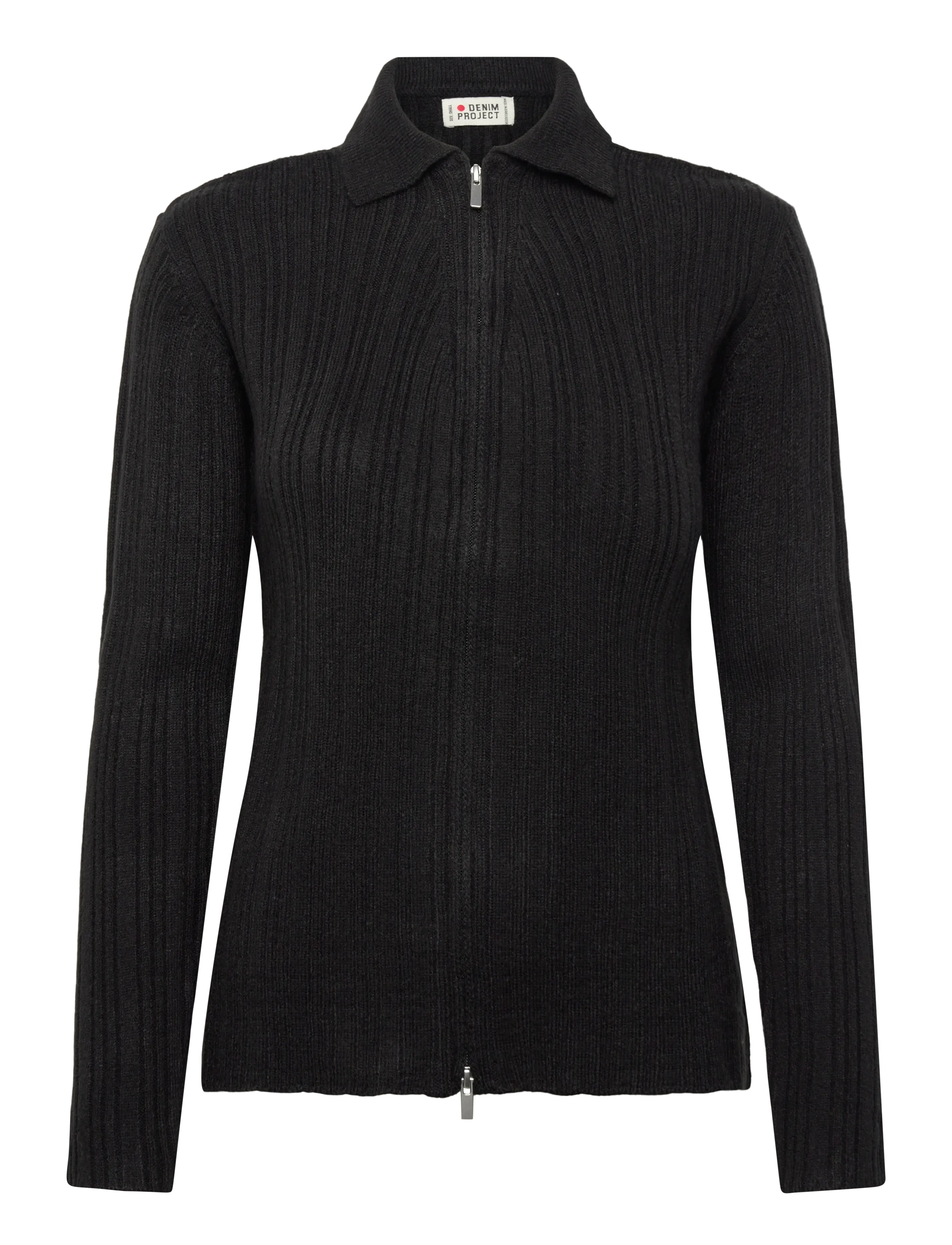 Denim Project DPW Knitted Zip Through Cardi - Strik - BLACK / black