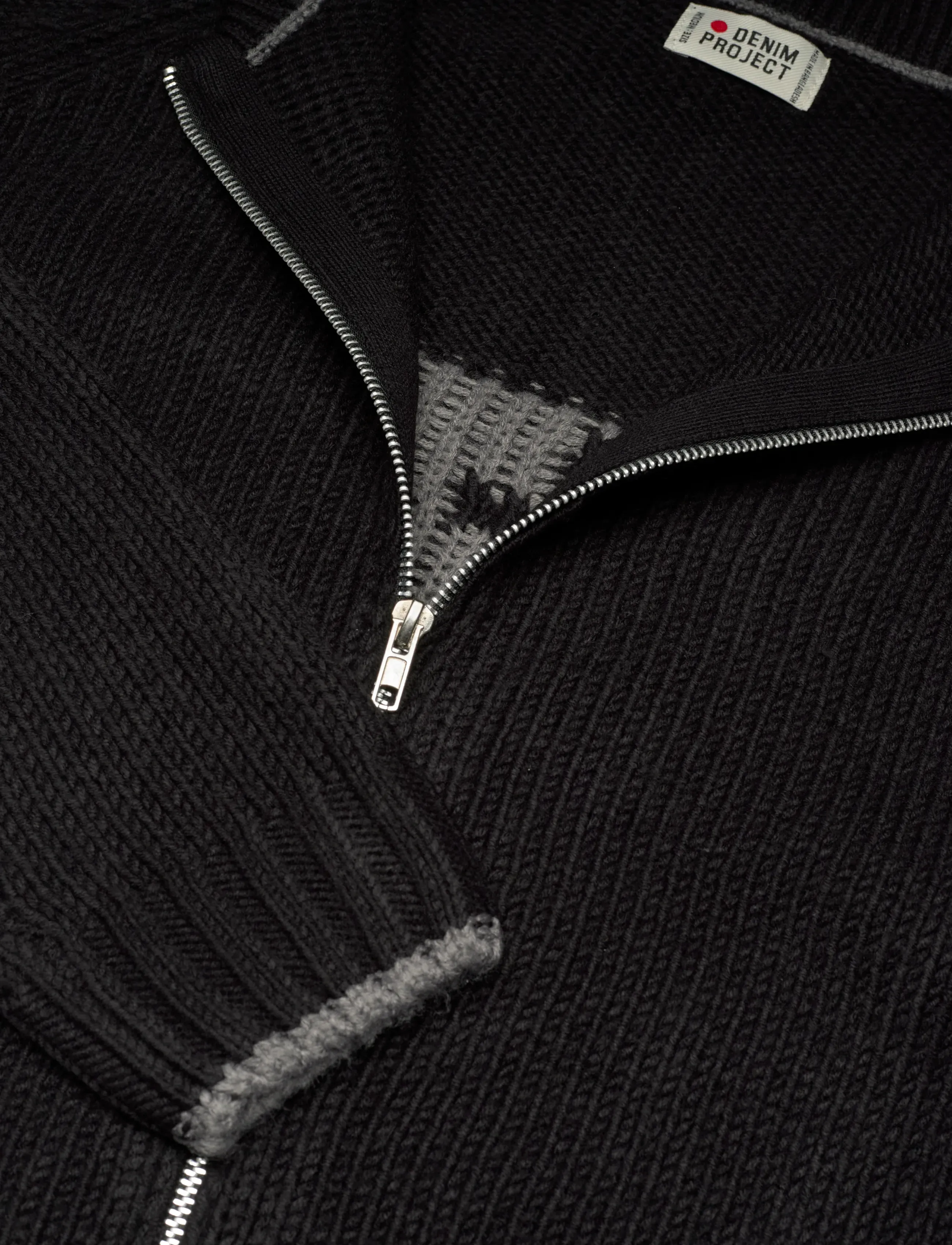Denim Project - DP Knitted Contrast Cardigan - cardigans - black - 2