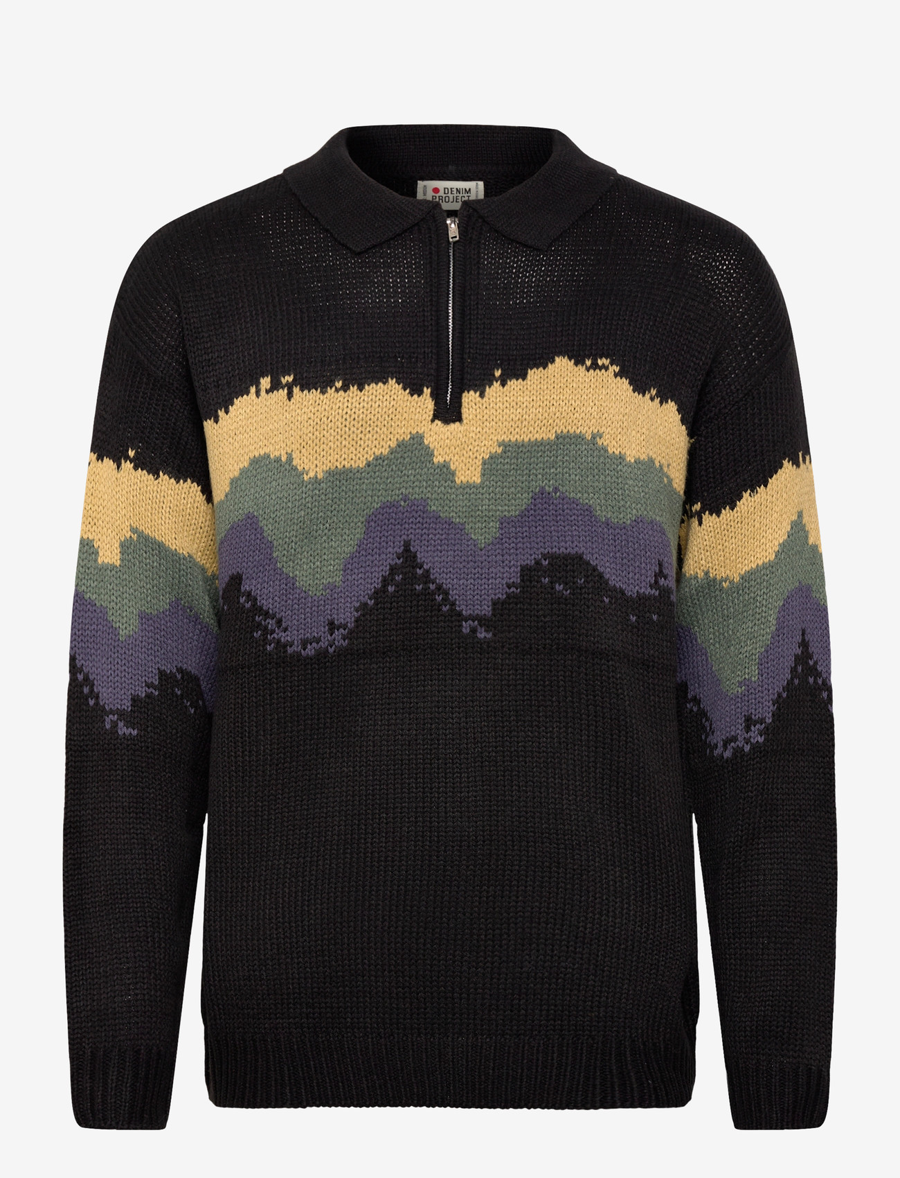 Denim Project - DP Knitted Printed Half Zip - mænd - black - 0