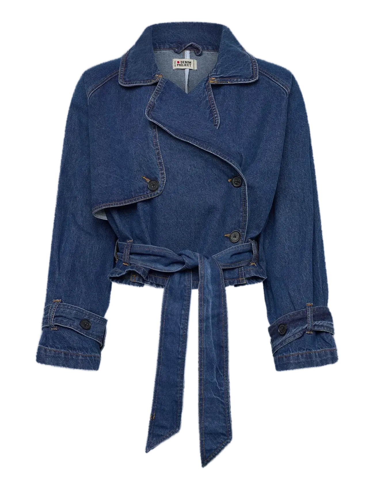 Denim Project DPWDenim Cropped Trenchcoat - Jakker & Frakker - 675 MID BLUE WASH / blue