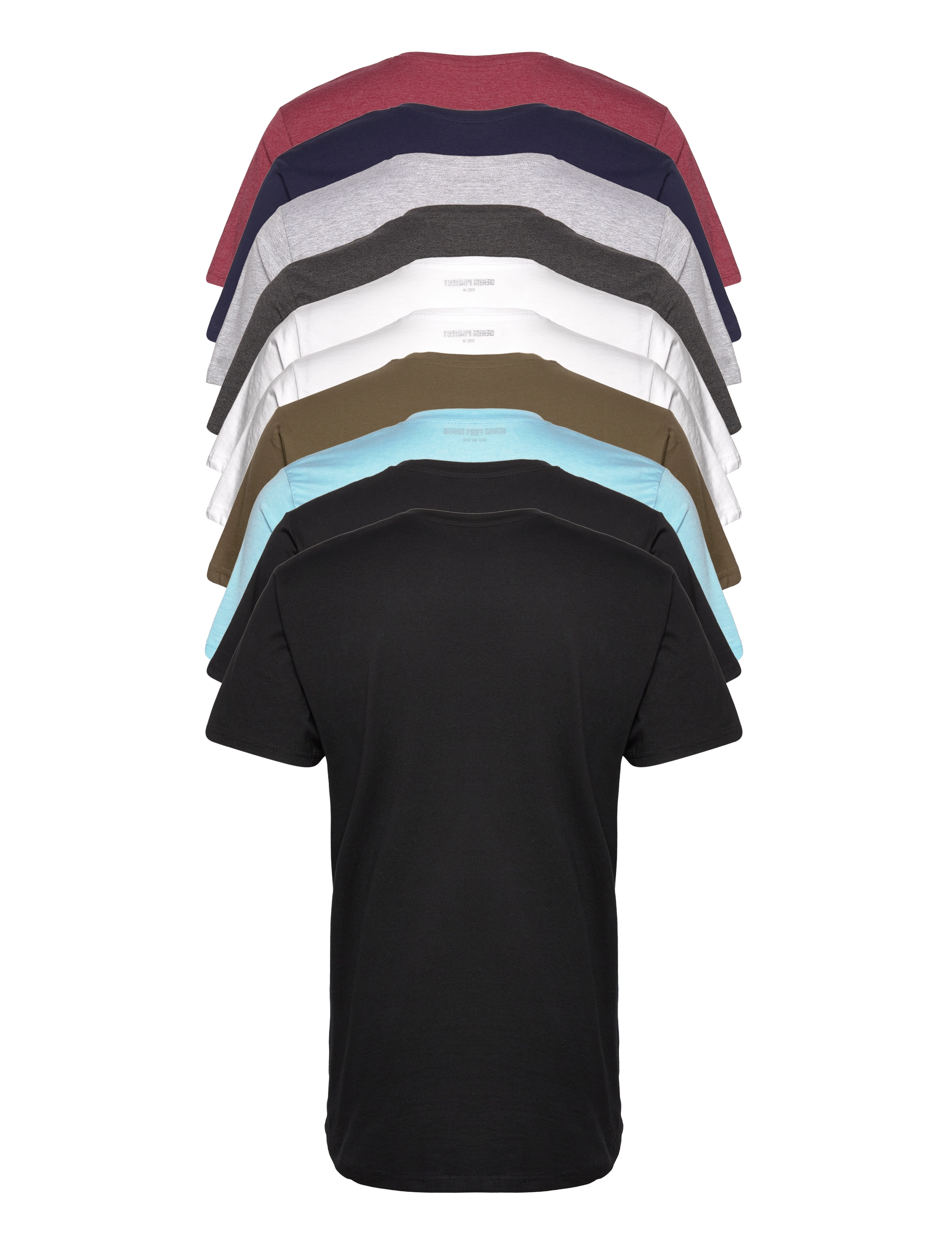 Denim Project - DP Longy Tee 10 Pack - 2black 2white 1dgm 1lgm 1navy 1bordeaux 1olive 1lb - 1