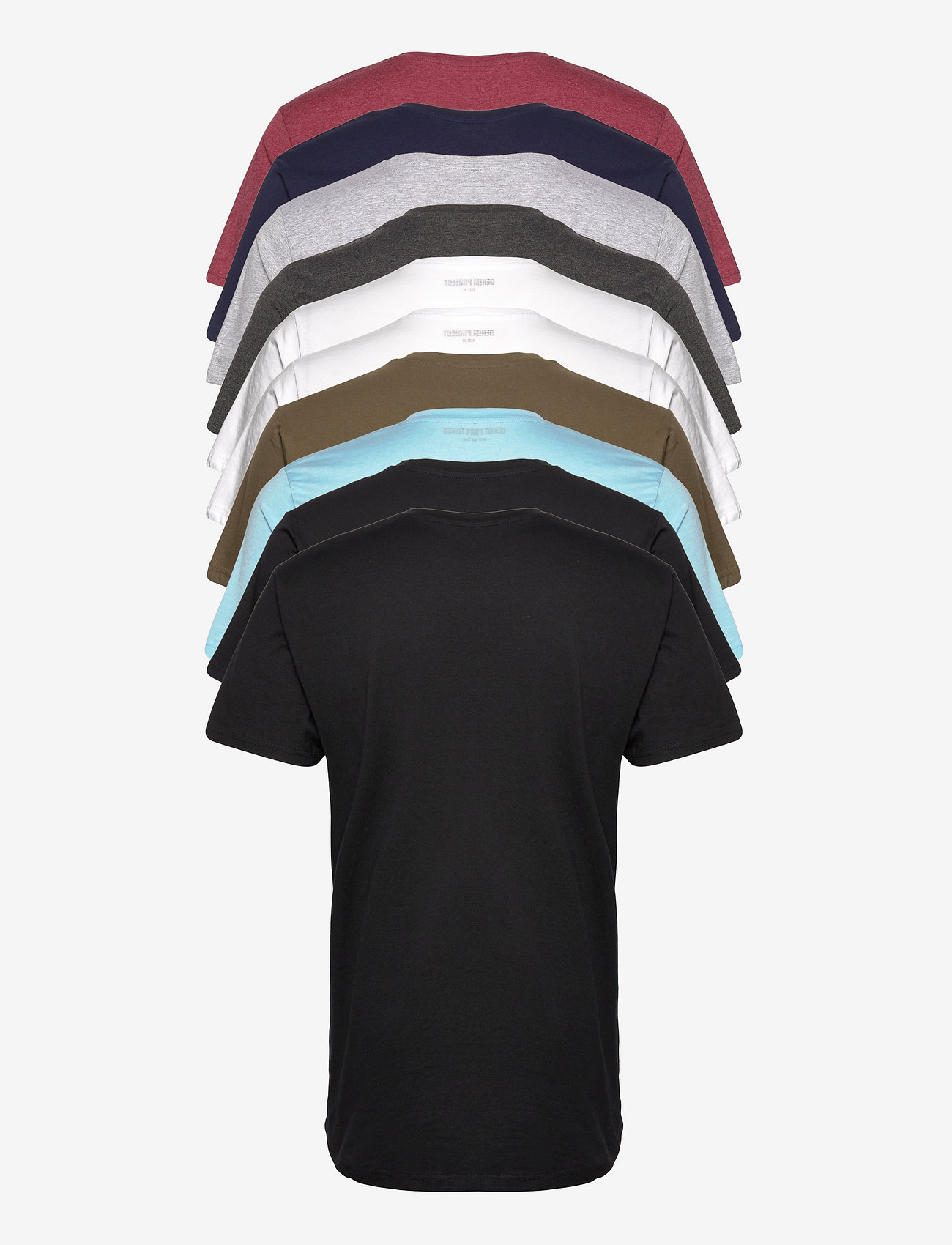 Denim project - DP Longy Tee 10 Pack - 2black 2white 1dgm 1lgm 1navy 1bordeaux 1olive 1lb - 2