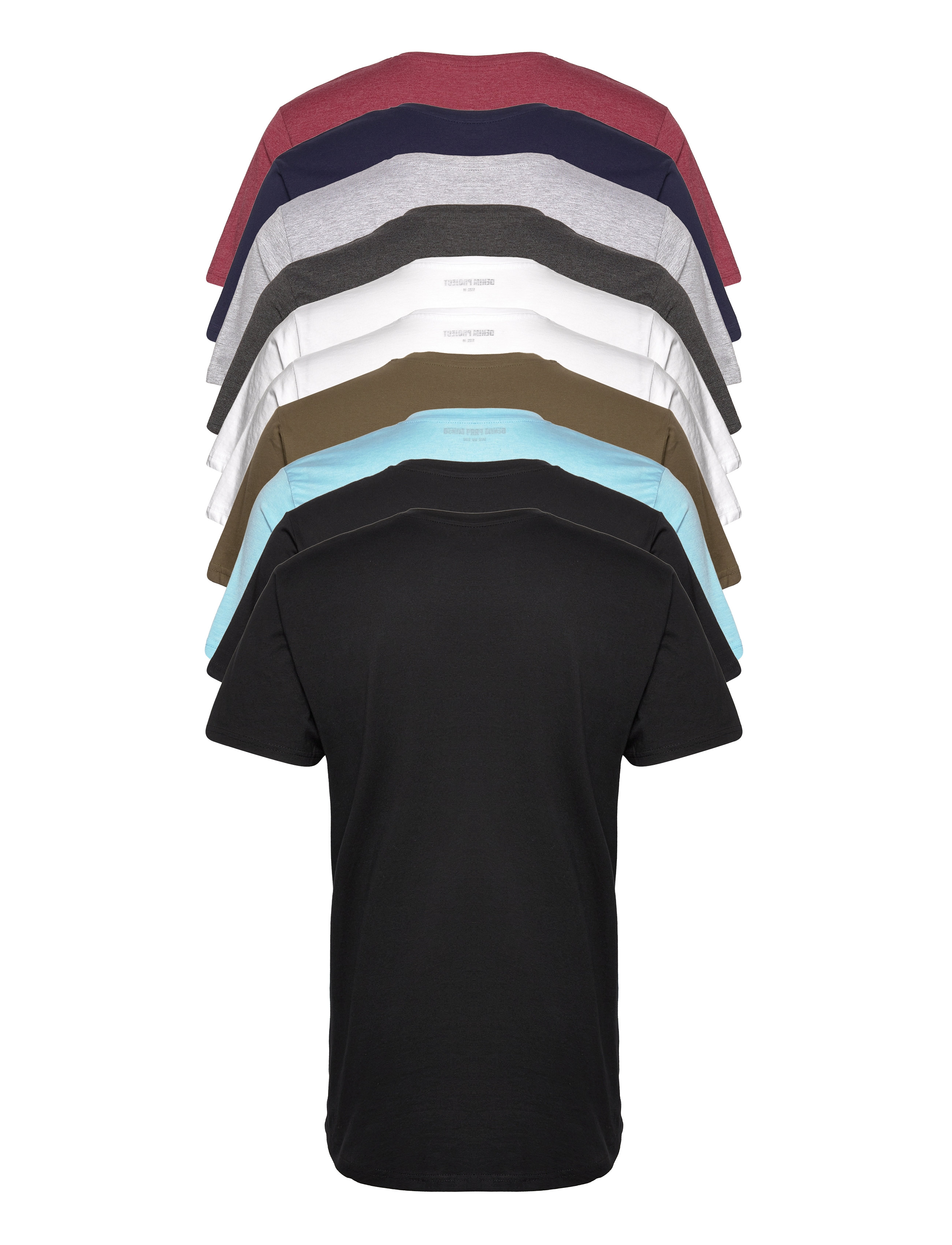 Denim Project - DP Longy Tee 10 Pack - 2black 2white 1dgm 1lgm 1navy 1bordeaux 1olive 1lb - 2
