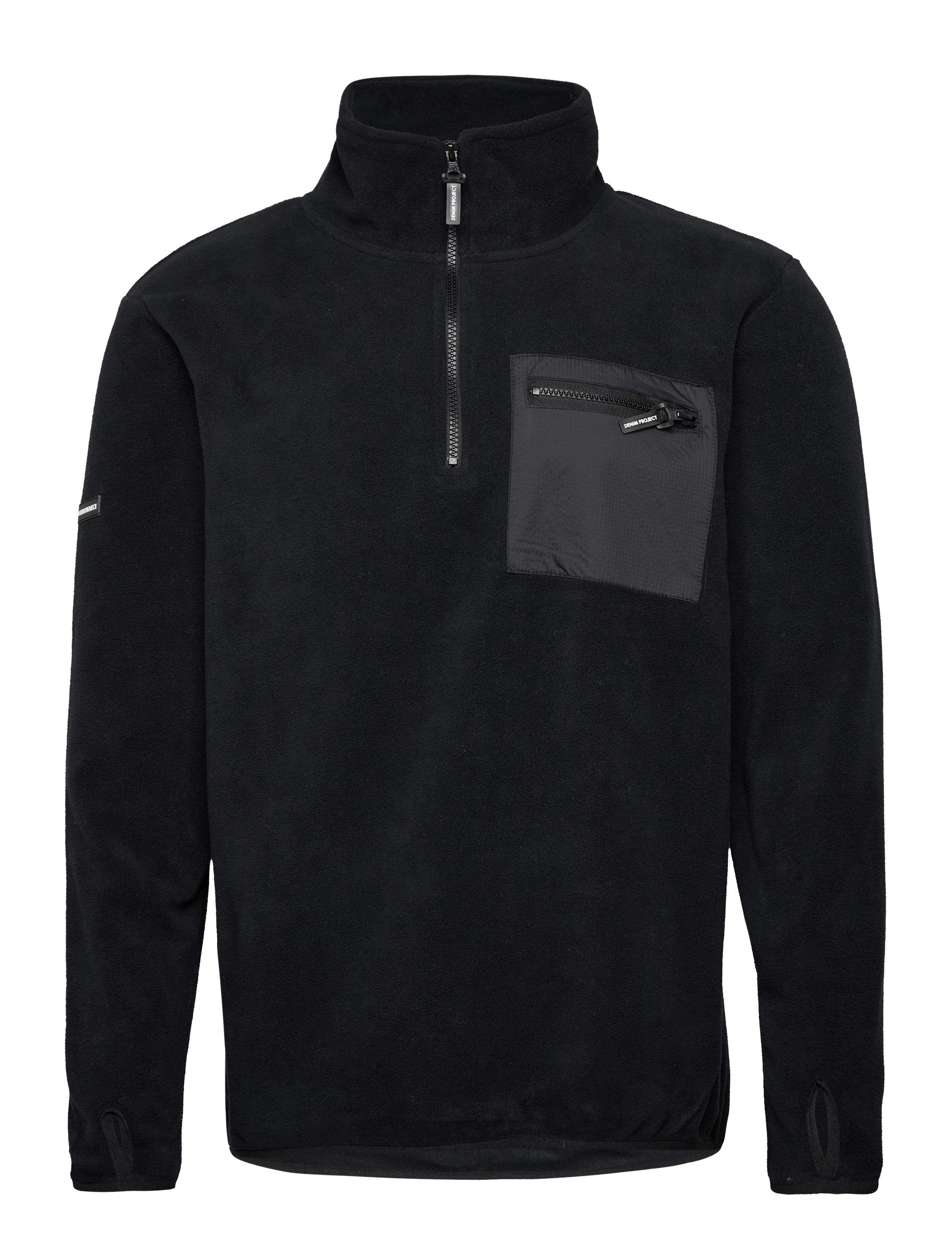 Denim Project - DPYUKI FLEECE - kurtki polarowe - 435 black w. black ribstop pocket - 0