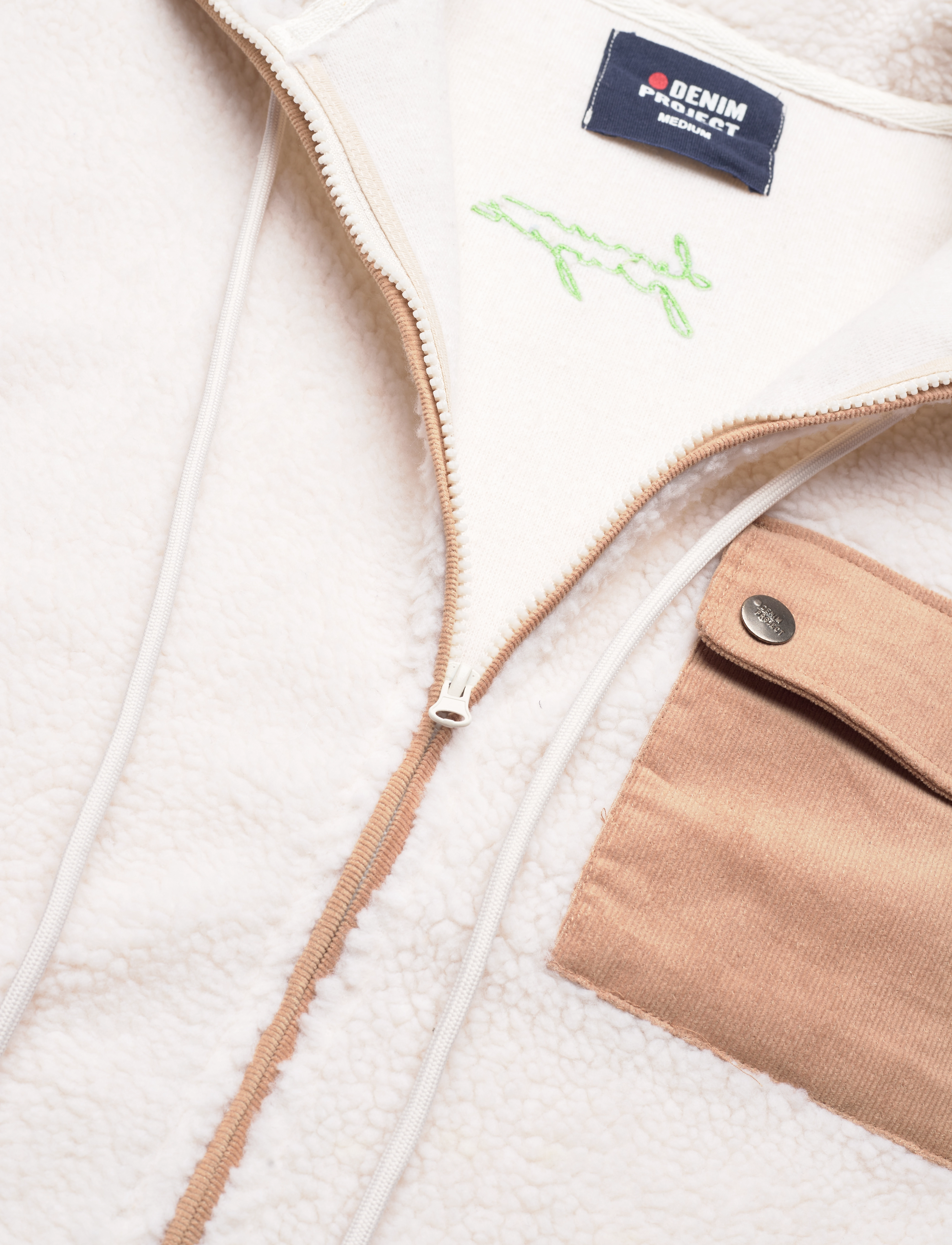 Denim Project - DPCord Detail Teddy Jacket - offwhite jet stream - 3