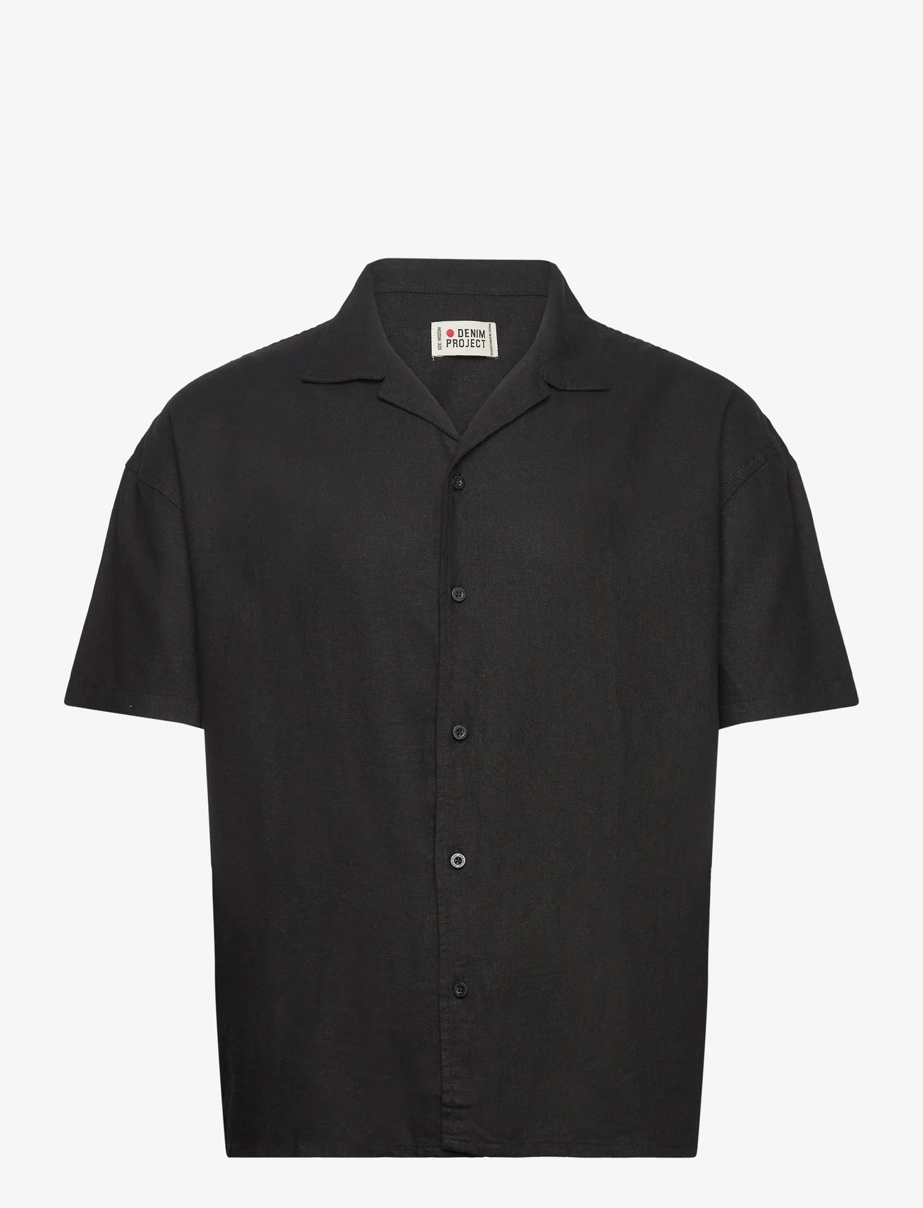 Denim project - DPLinen Blend Shirt - short-sleeved shirts - black - 0