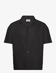 Denim project - DPLinen Blend Shirt - kortärmade skjortor - black - 0
