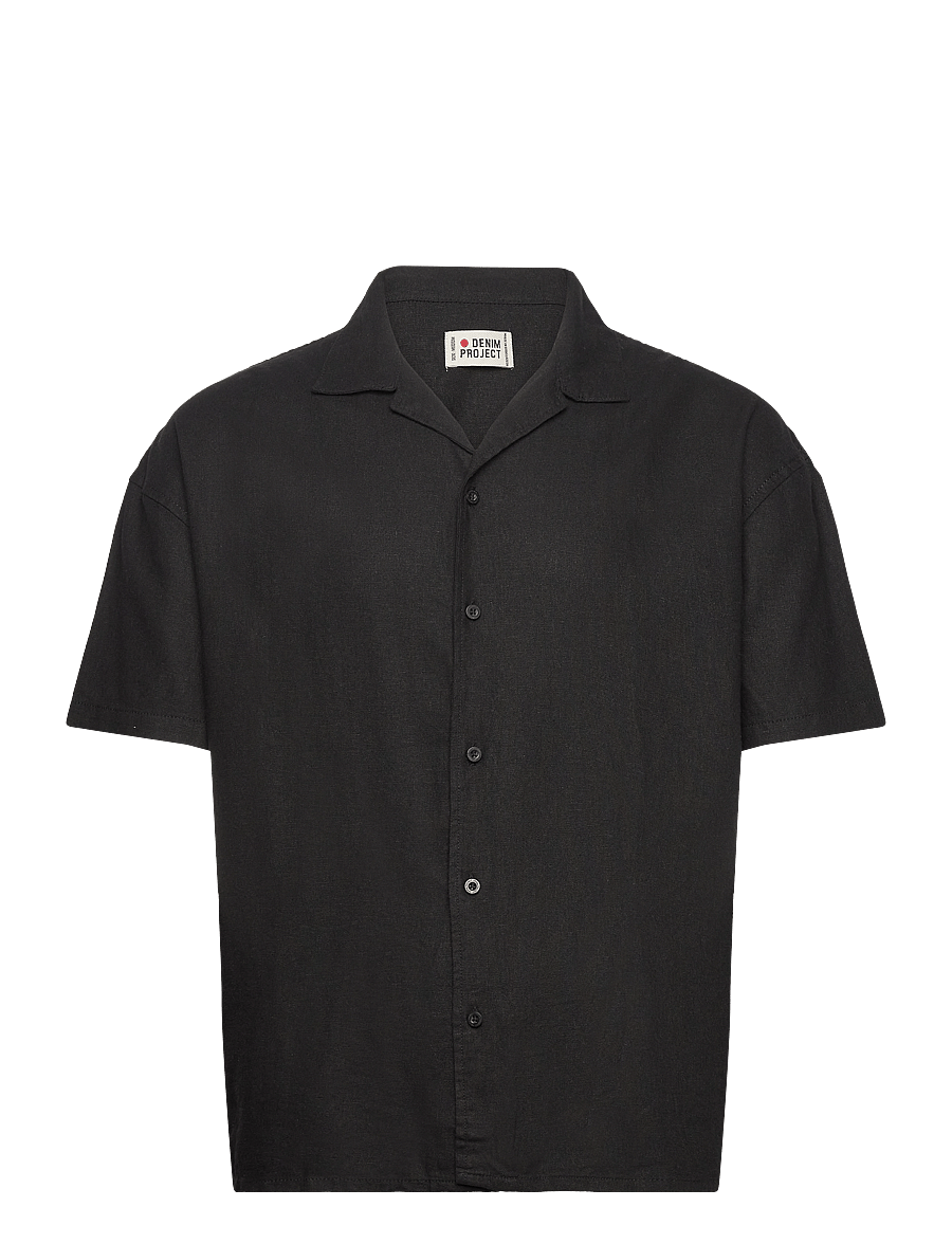 Denim Project - DP Linen Blend Shirt - kurzarmhemden - black - 1