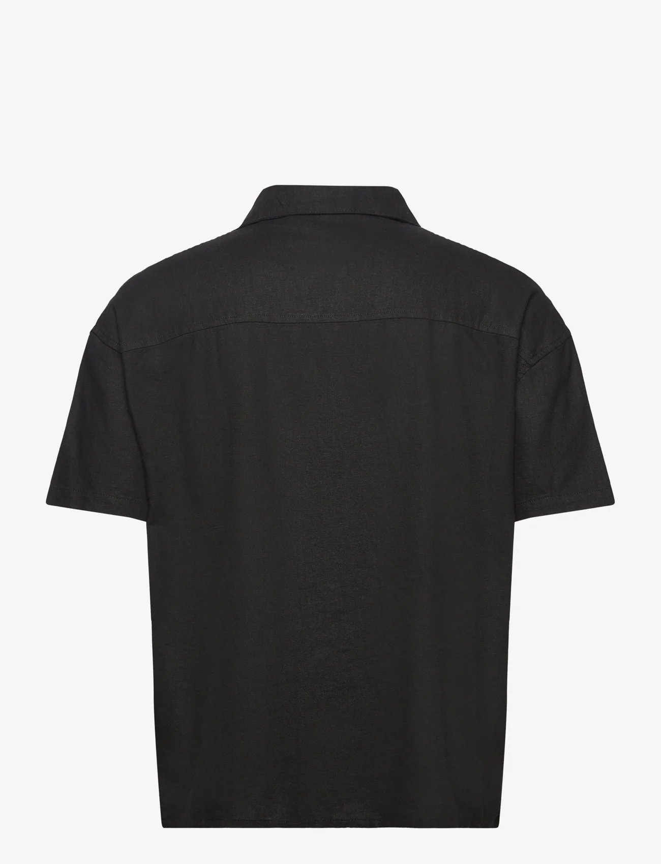 Denim project - DPLinen Blend Shirt - kortärmade skjortor - black - 1