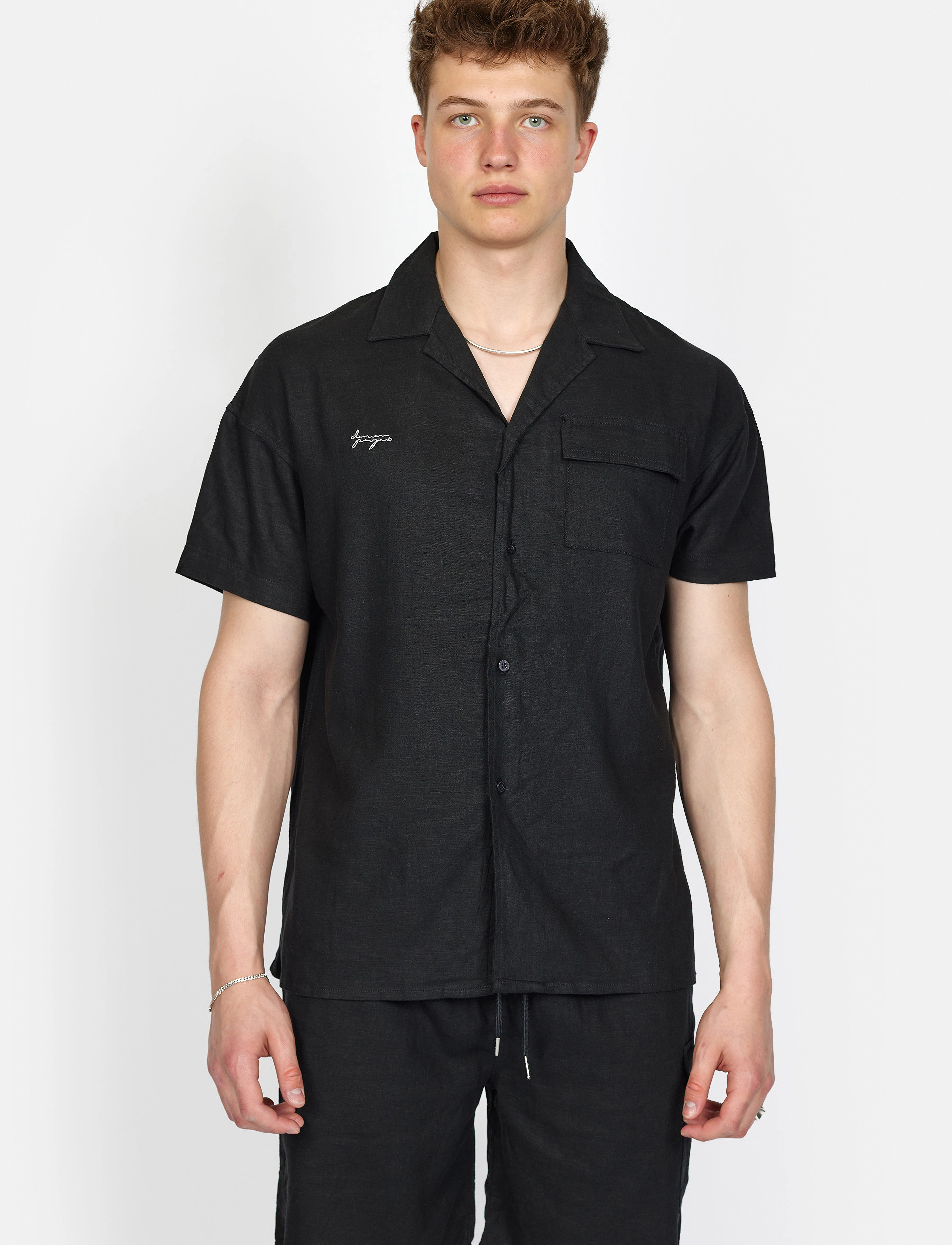 Denim Project DP Linen Blend Shirt - Marškiniai - BLACK / undefined