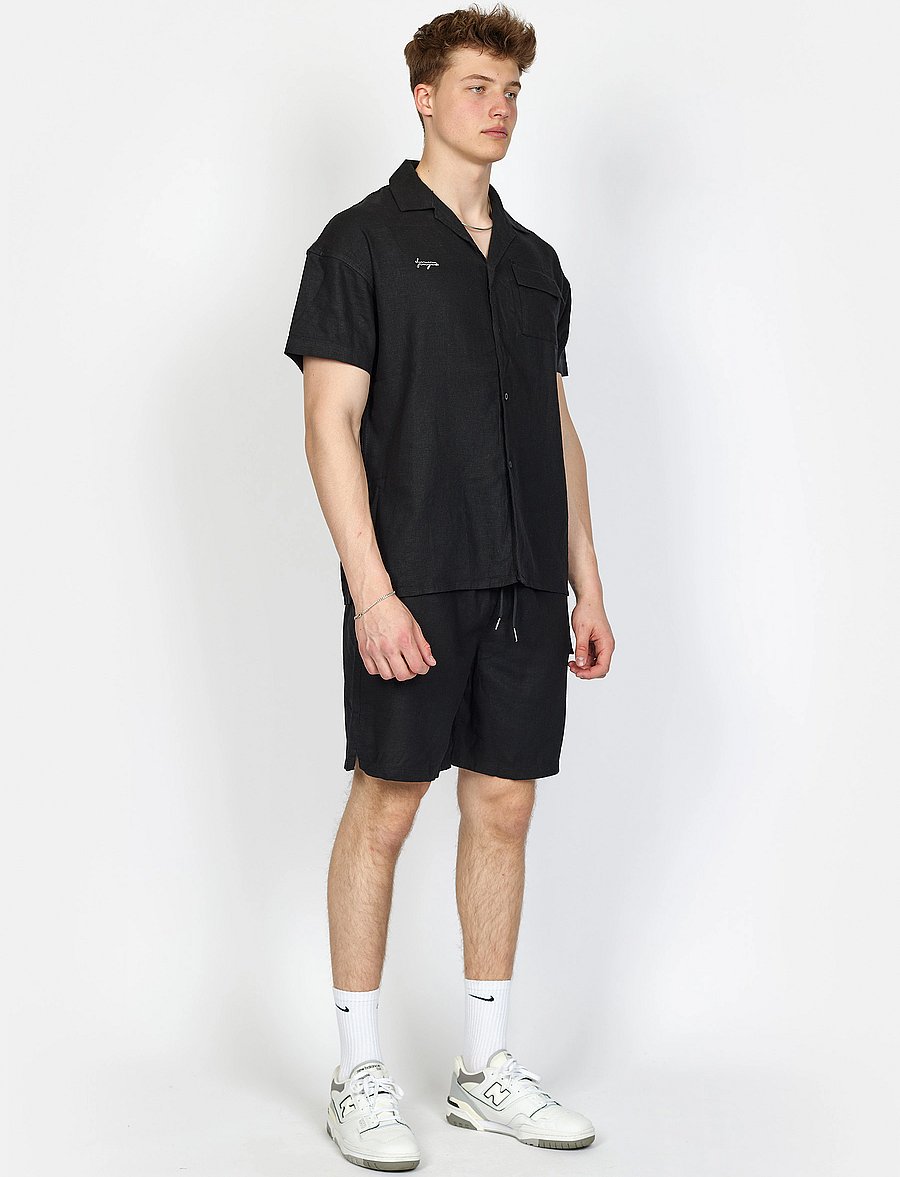 Denim Project - DP Linen Blend Shirt - kurzarmhemden - black - 3