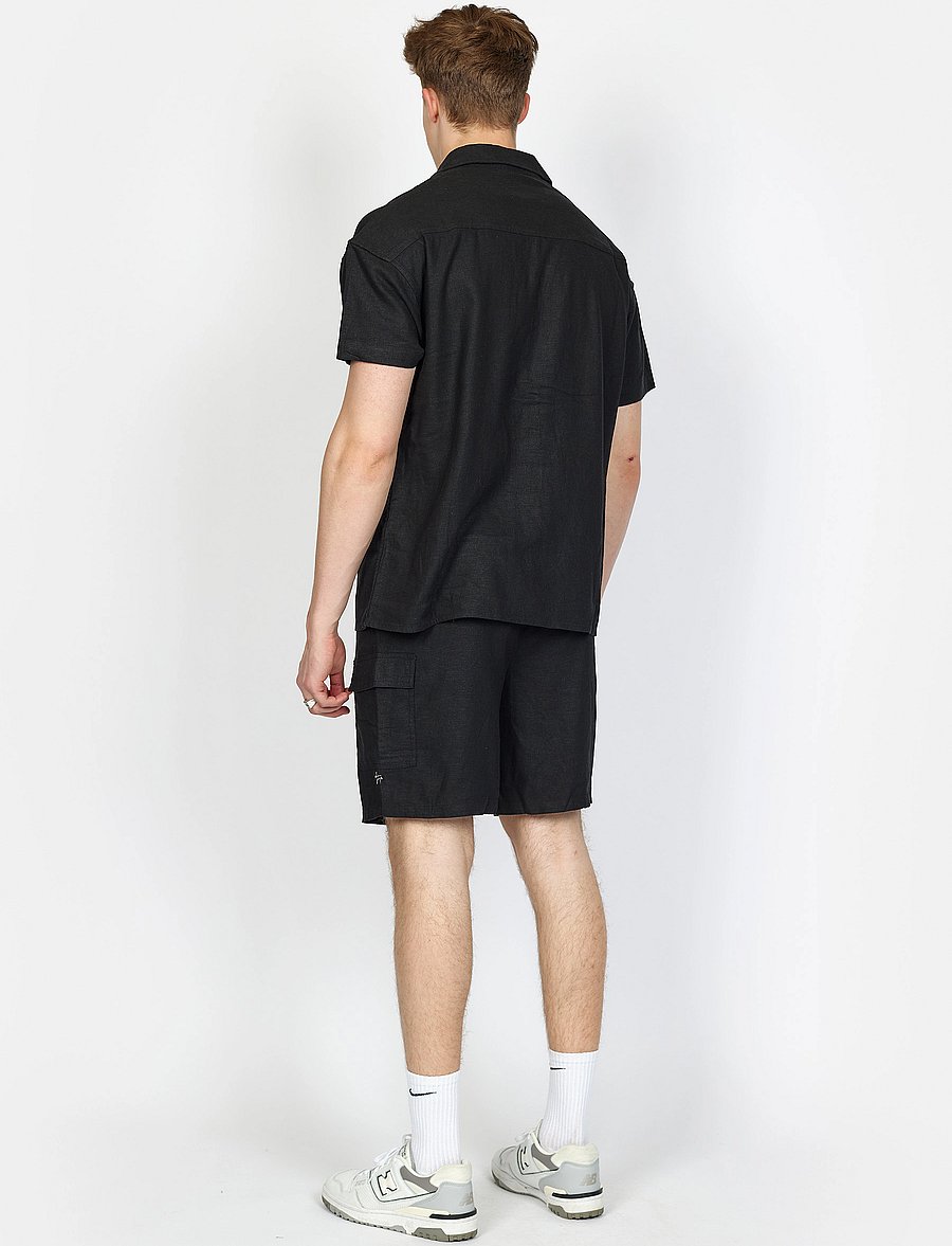 Denim Project - DP Linen Blend Shirt - kurzarmhemden - black - 4