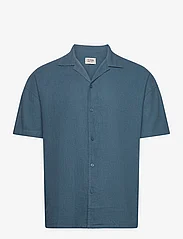 Denim project - DPLinen Blend Shirt - short-sleeved shirts - indian teal - 0