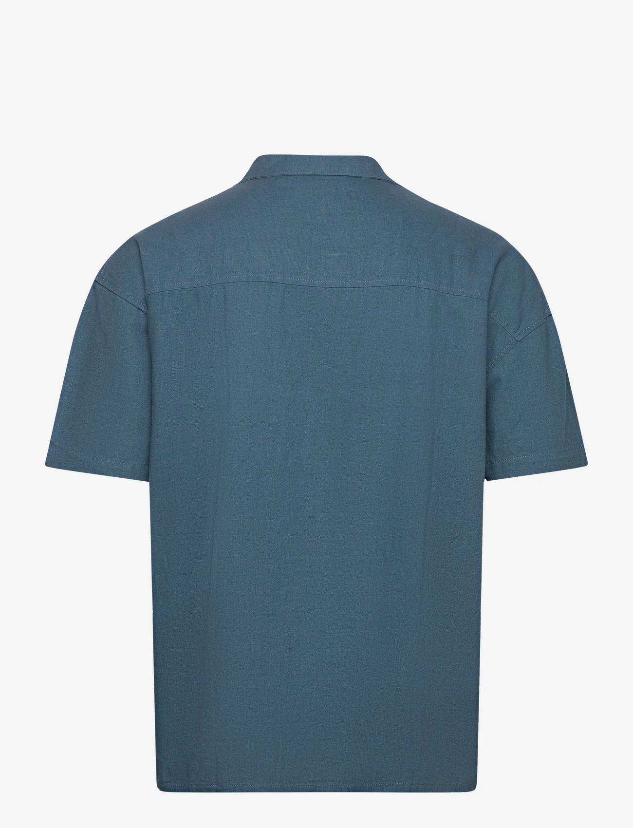Denim project - DPLinen Blend Shirt - short-sleeved shirts - indian teal - 1