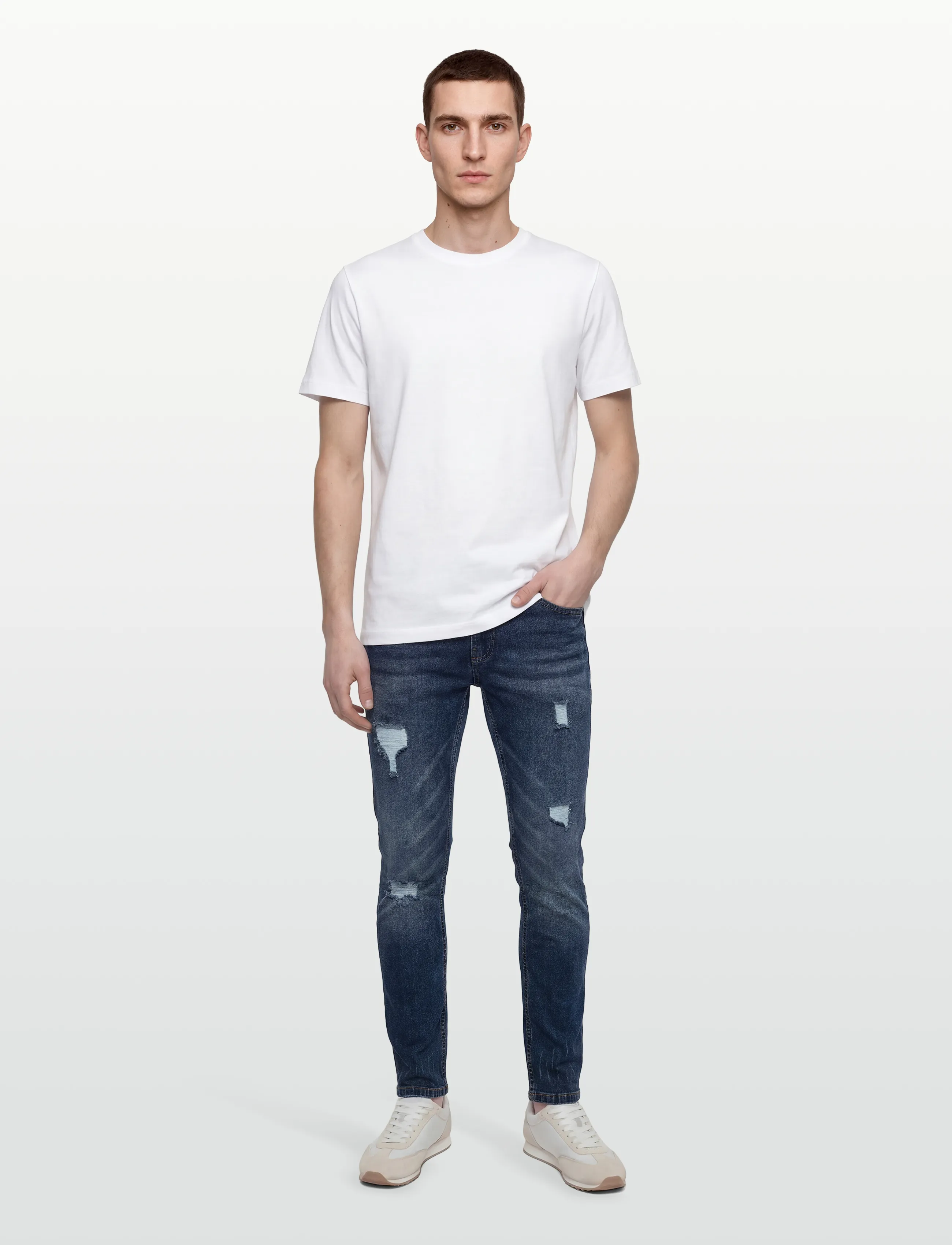 Denim Project - DP MR. RED DESTROY - püksid & teksad - 076 dark blue destroy l30 - 0