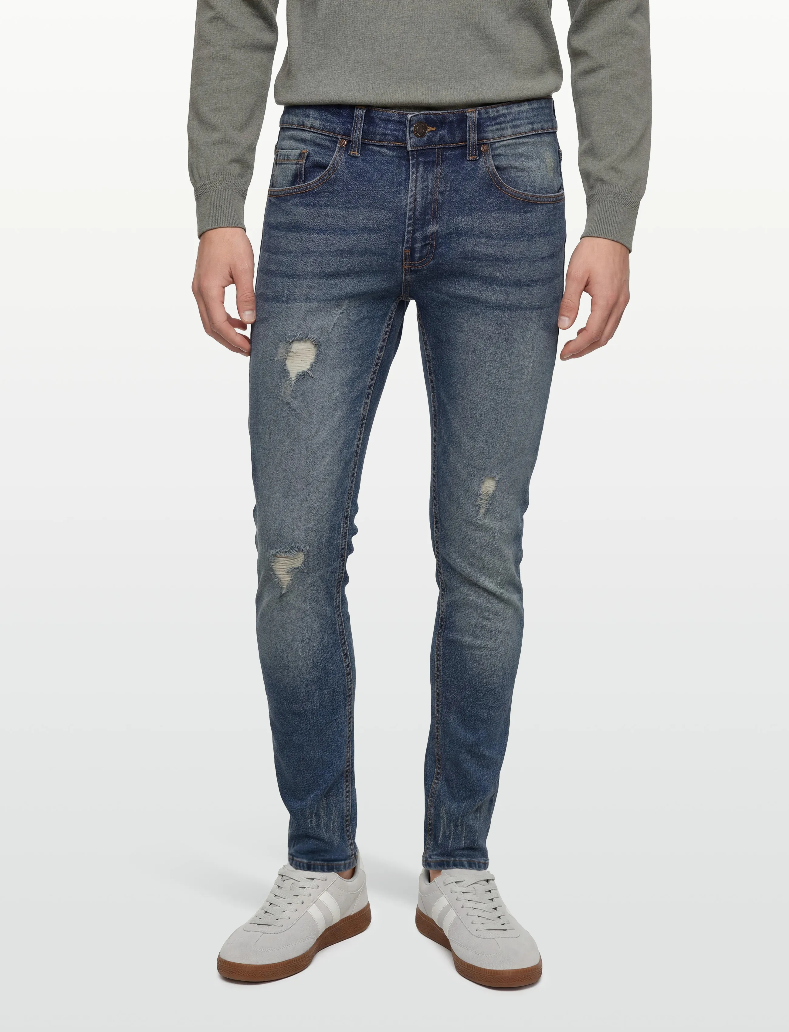 Denim Project - DP MR. RED DESTROY - püksid & teksad - 076 dark blue destroy l34 - 3