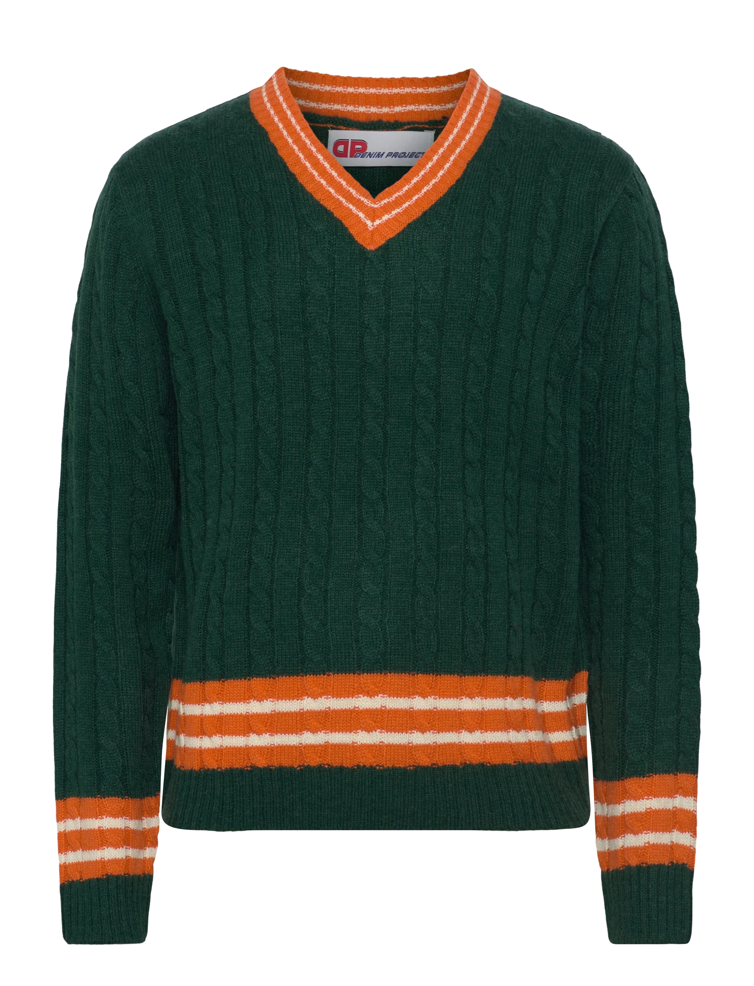 Denim Project DP BRENTON V NECK KNIT - Vaatteet - 511 DARK GREEN / green