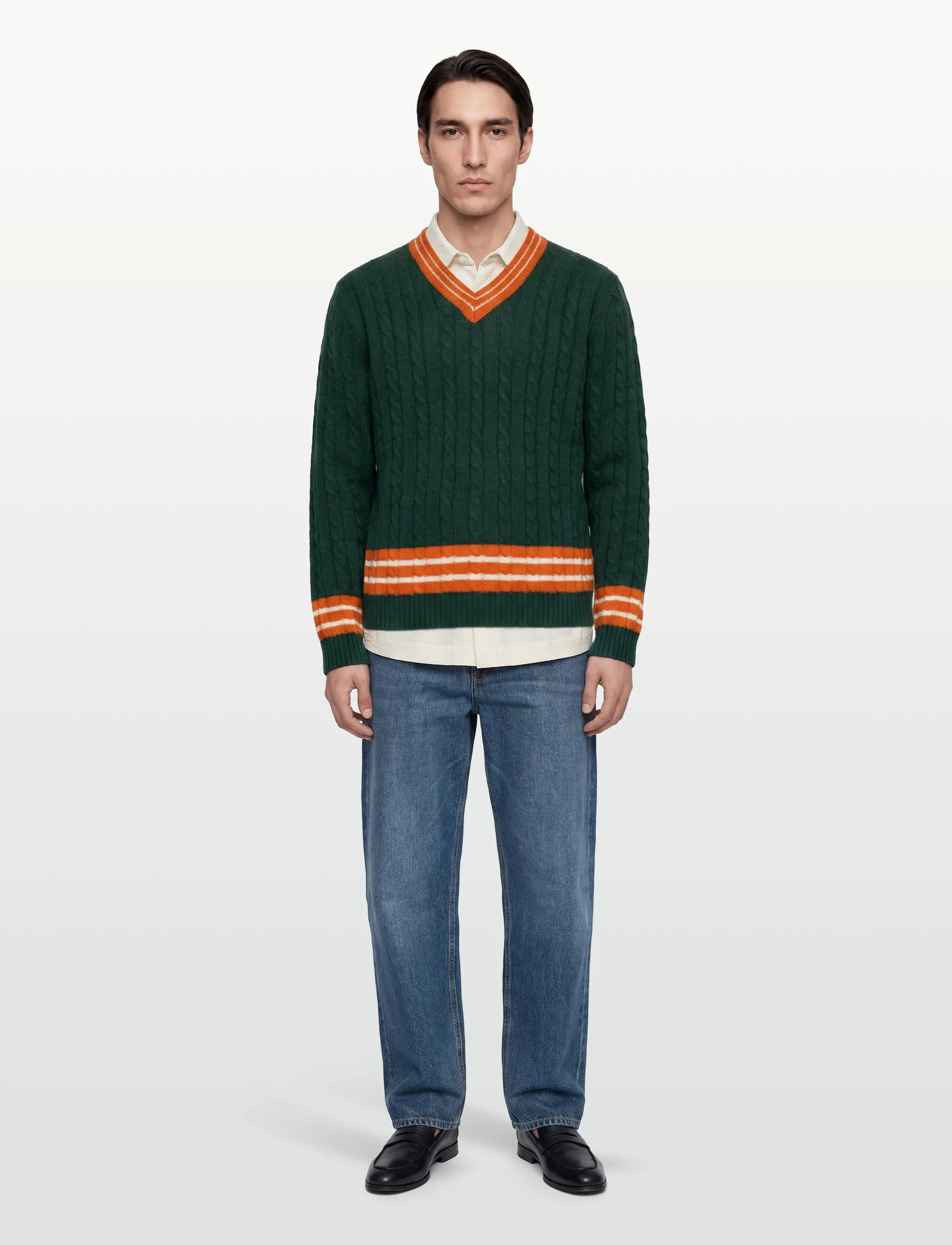Denim Project - DP BRENTON V NECK KNIT - laveste priser - 511 dark green - 0