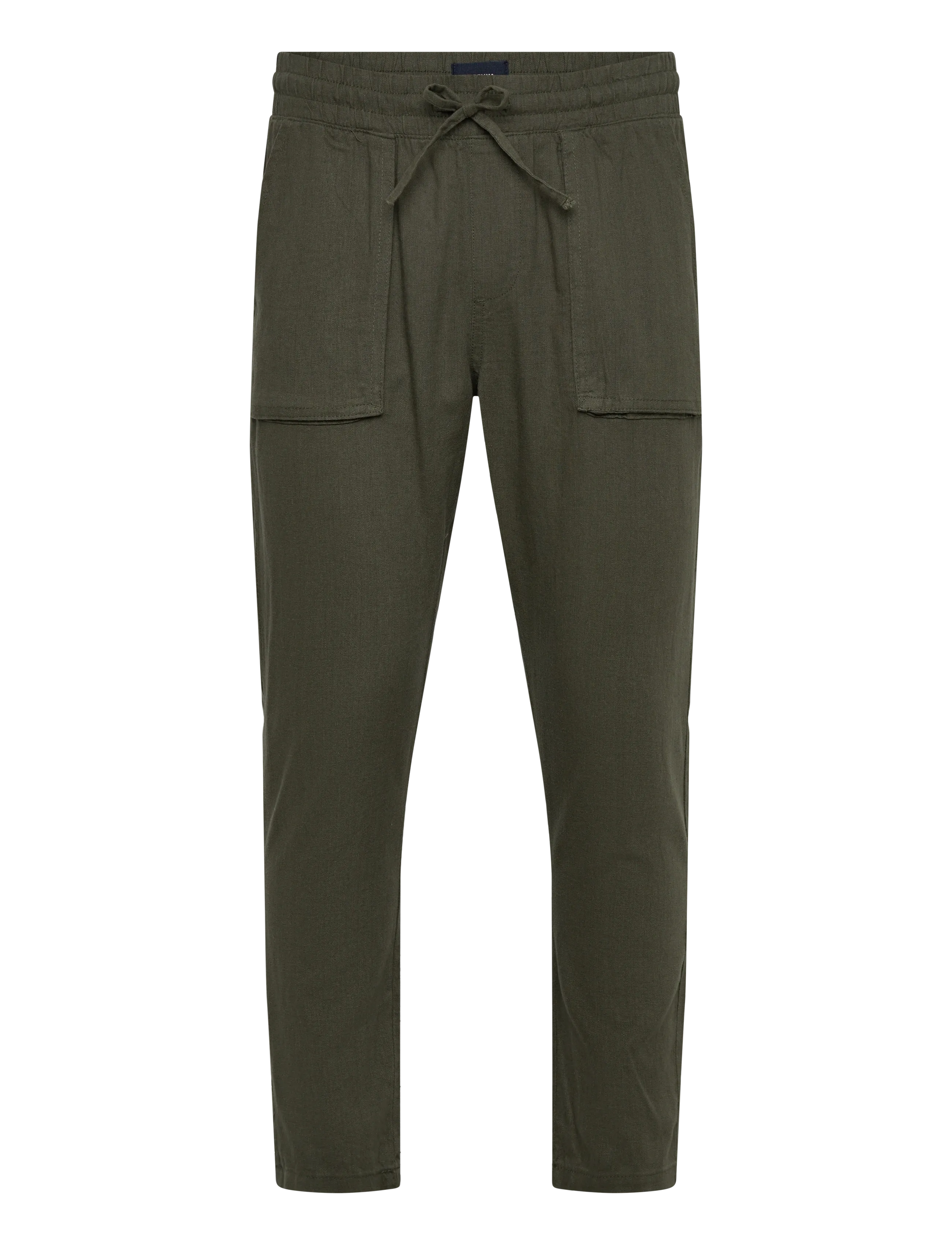 Denim Project DP SHAKI LINEN PANT - Vaatteet - 140 DEEP DEPTHS / BLACK CHECK / khaki/green