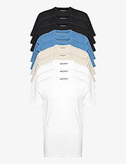 Denim project - 10 Pack T-SHIRT - basic t-shirts - 2x sand 2x steal blue 3x white 3x black - 0
