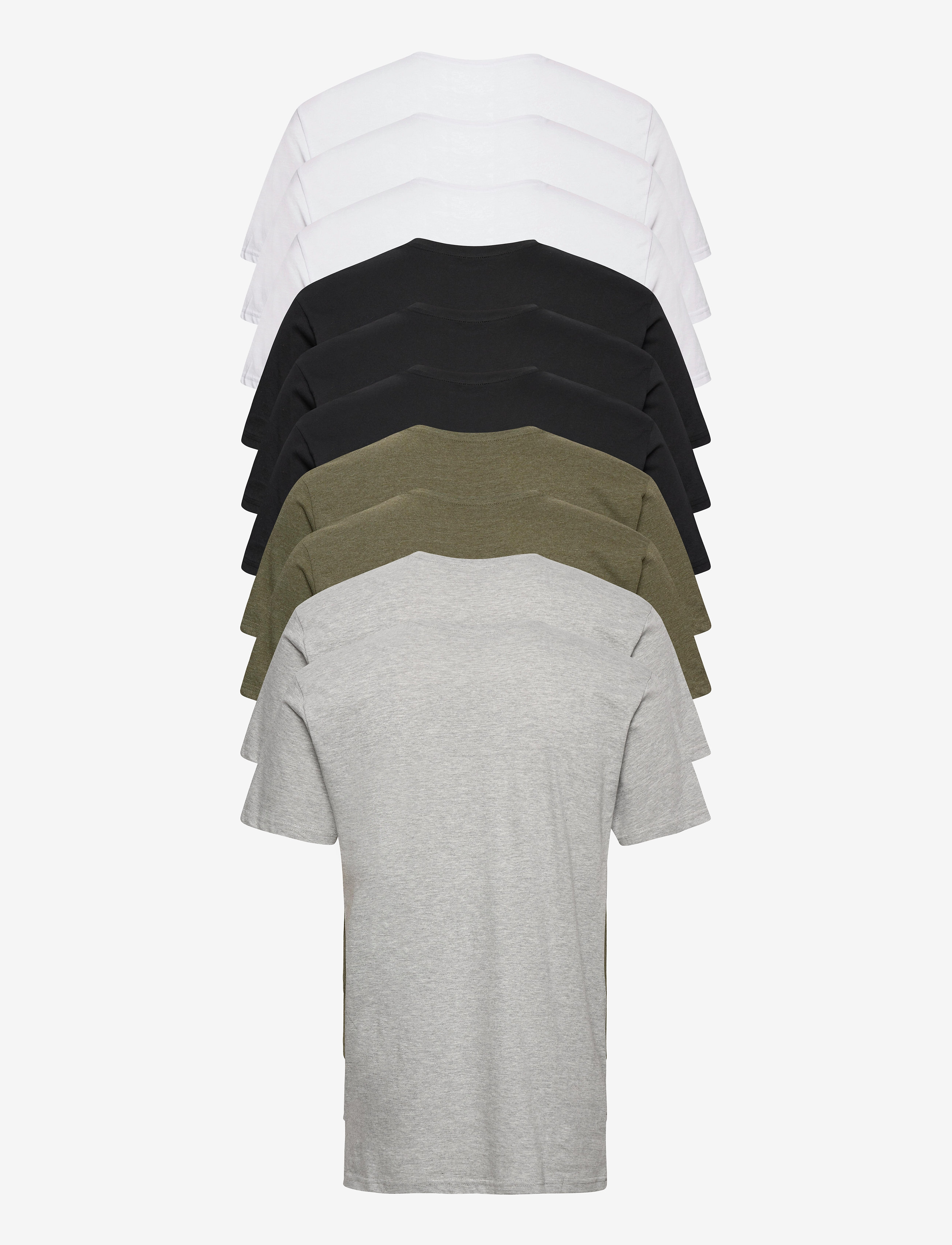 Denim Project - DP 10 Pack T-SHIRT - basic t-shirts - 2xlgm 2x olive night 3xwhite 3x black - 4