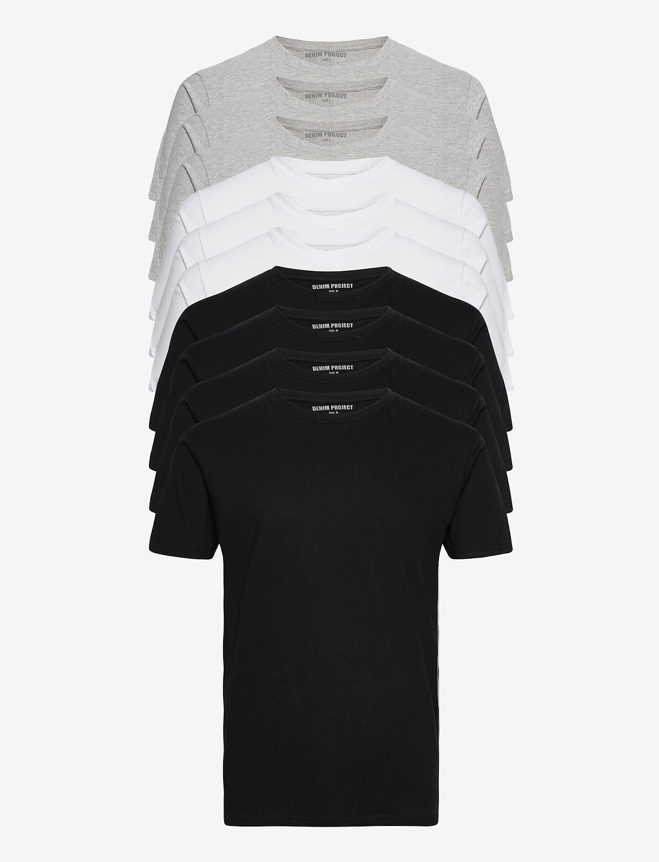 Denim project - 10 Pack T-SHIRT - laisvalaikio marškinėliai - 4xblack/ 3x white/ 3x light grey melange - 1