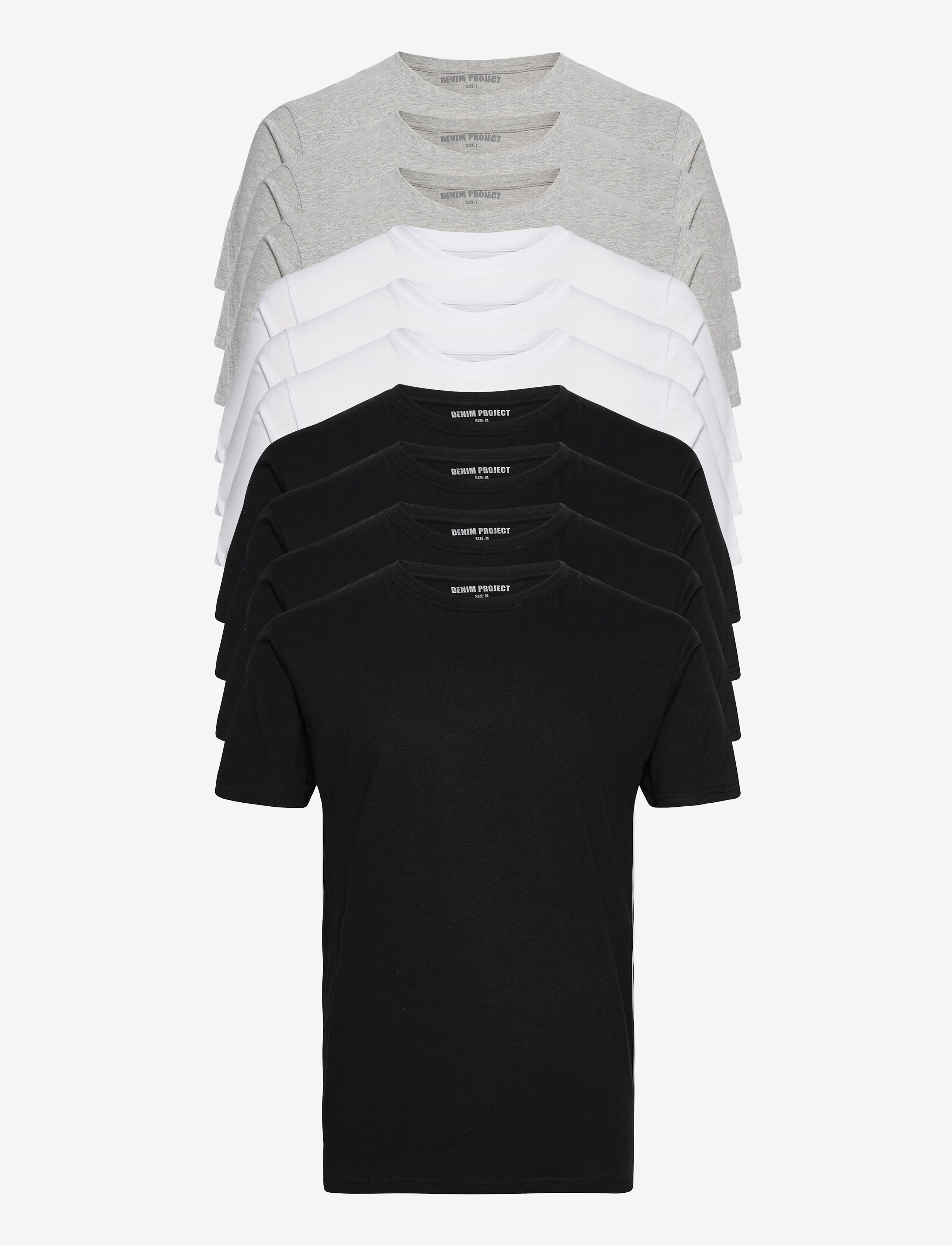 Denim Project - DP 10 Pack T-SHIRT - basic t-shirts - 4xblack/ 3x white/ 3x light grey melange - 2