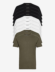 Denim project - 10 Pack T-SHIRT - basic t-shirts - 4xblack 4xwhite 2xolive night - 0