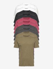 Denim project - 10 Pack T-SHIRT - basic t-shirts - 2xdgm, 2xolive night melange,2x bordeaux melange, - 0