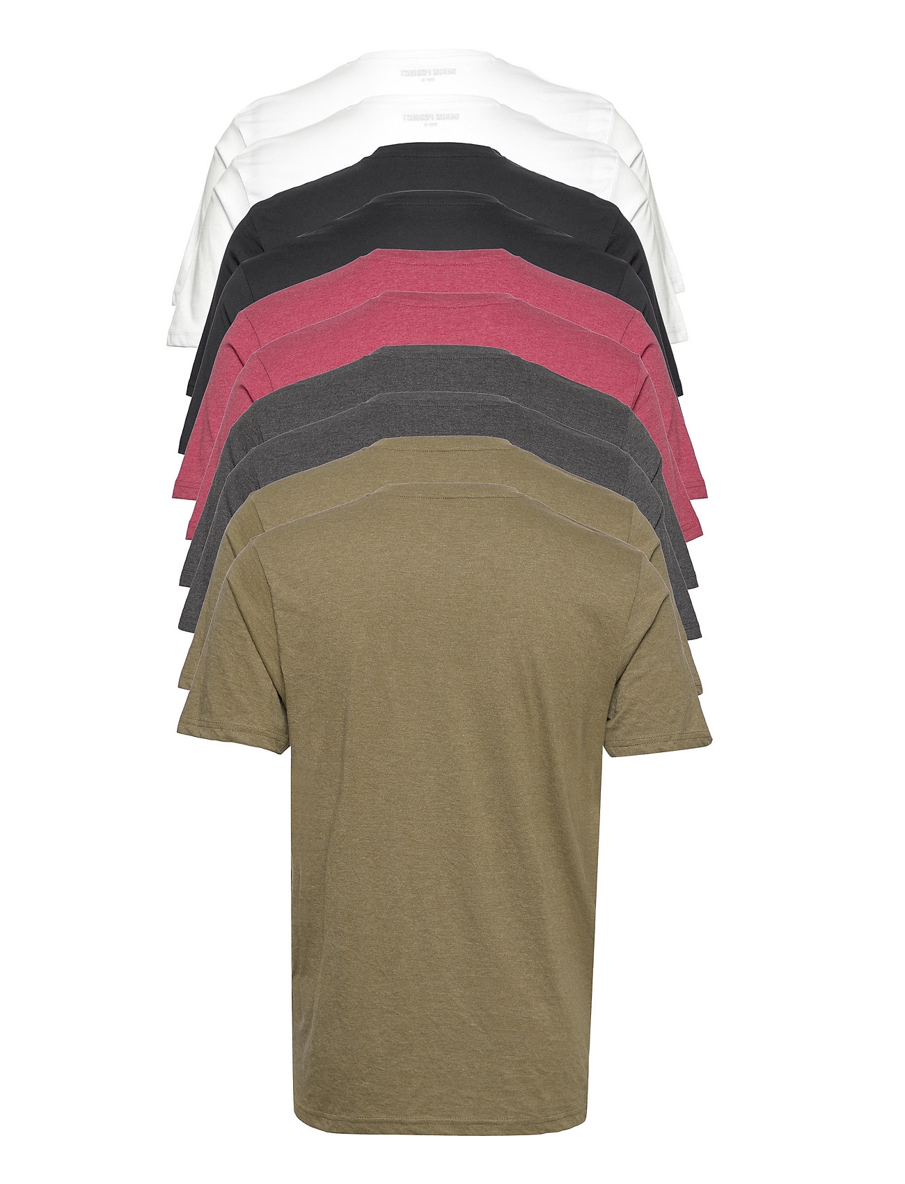 Denim project - 10 Pack T-SHIRT - basic t-shirts - 2xdgm, 2xolive night melange,2x bordeaux melange, - 1