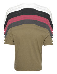 Denim project - 10 Pack T-SHIRT - basic t-shirts - 2xdgm, 2xolive night melange,2x bordeaux melange, - 2
