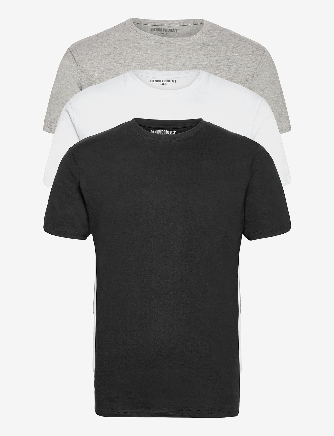 Denim Project DP 3 PACK T-SHIRTS - Kleidung - BLACK/WHITE/LGM / black