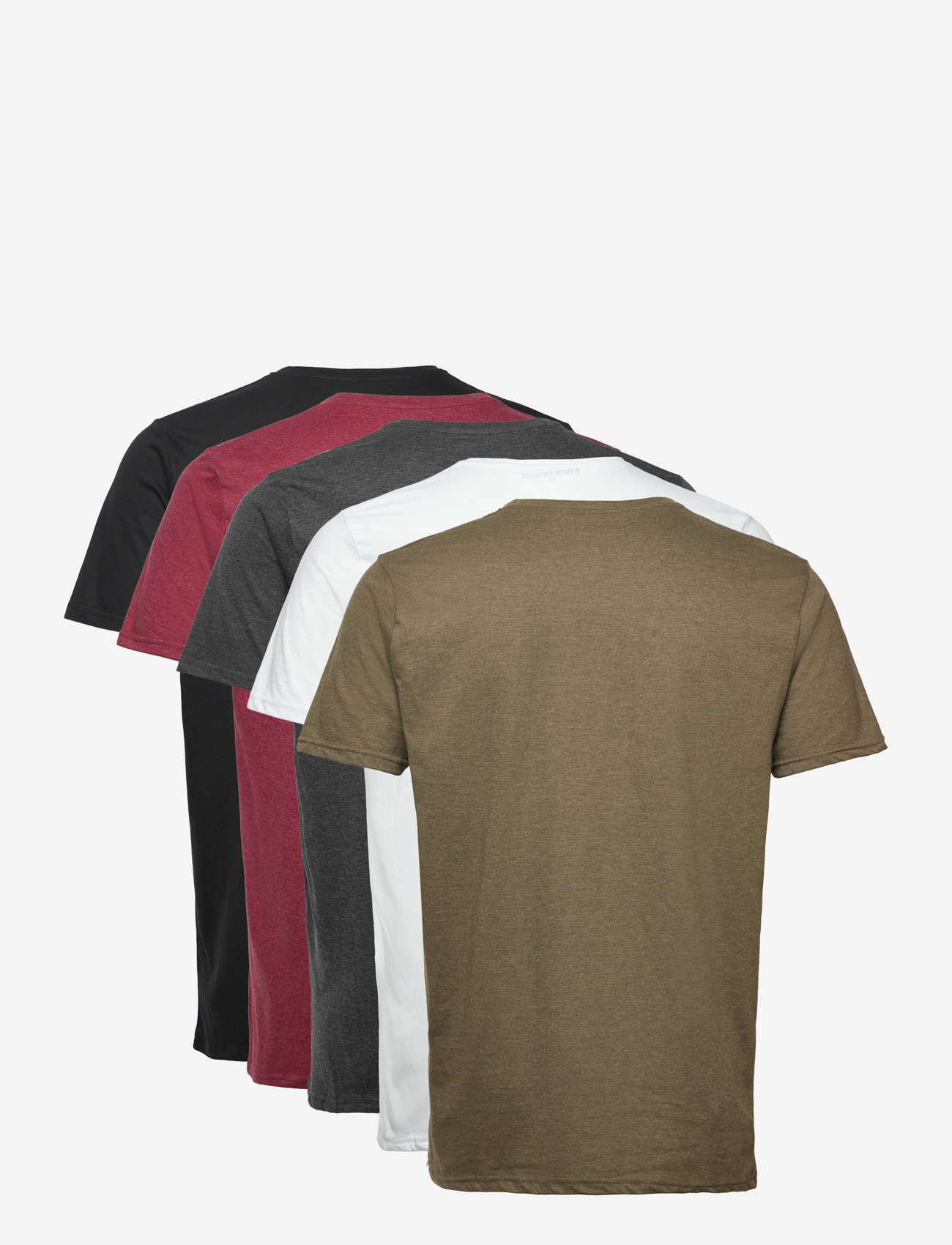 Denim Project - 5 PACK T-SHIRTS - laveste priser - 1xdgm, 1xolive night melange,1x bordeaux melange, - 1